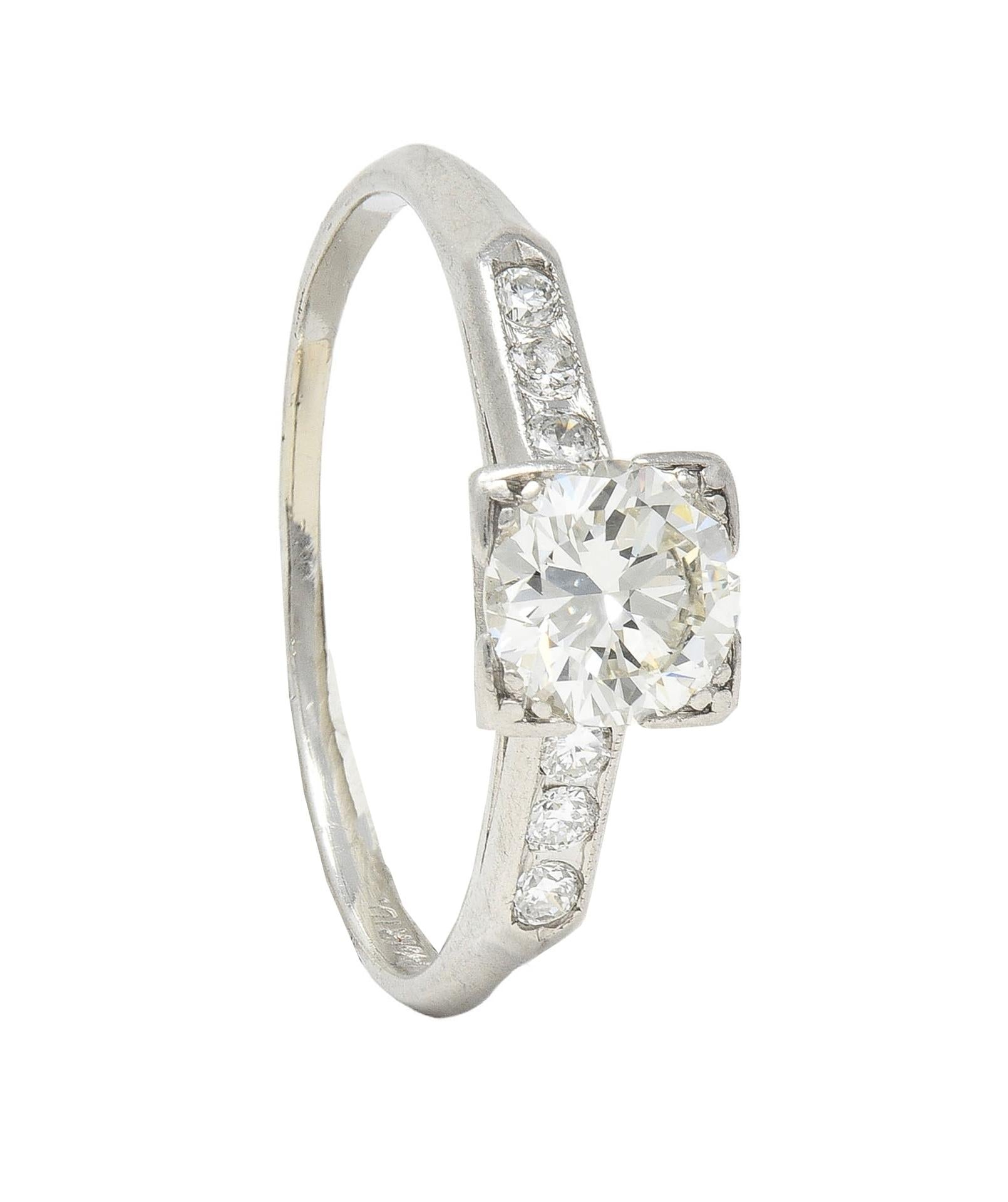 Mid-Century 0.84 CTW Transitional Diamond Platinum Vintage Engagement Ring