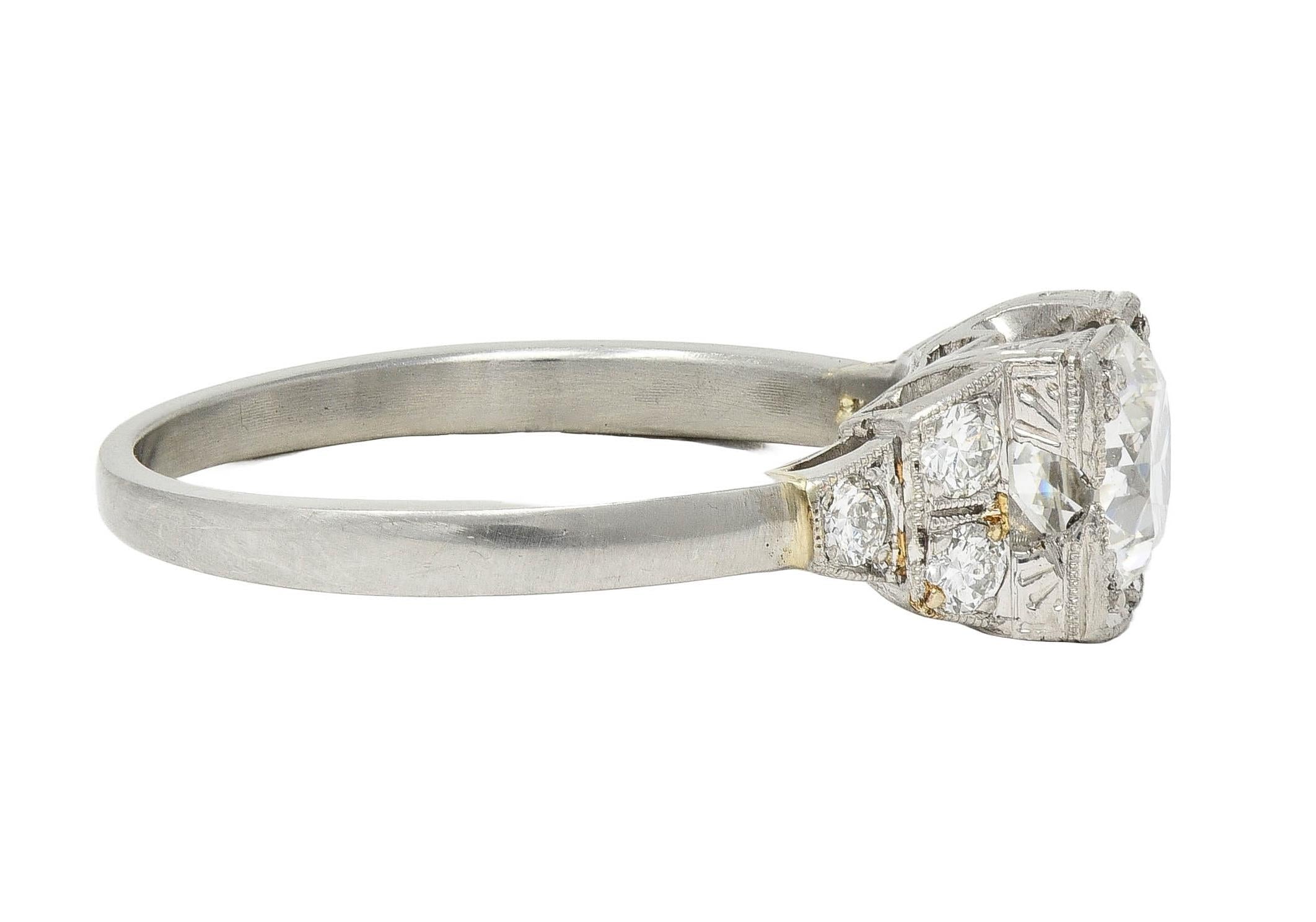 Mid-Century 0.84 CTW Diamond Platinum Vintage Engagement Ring