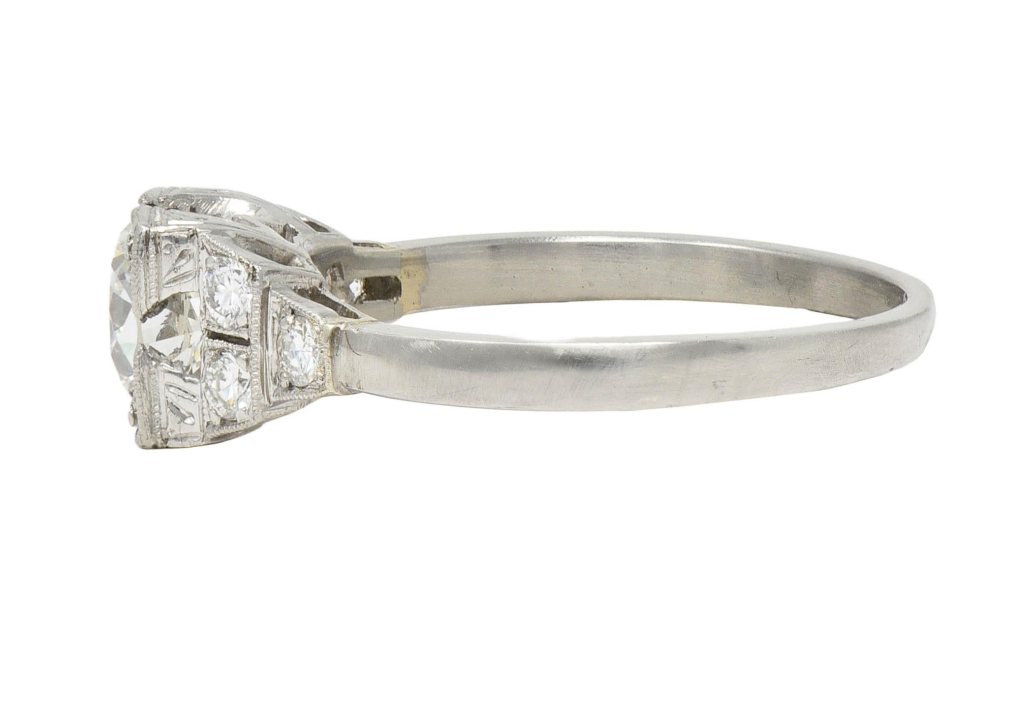 Mid-Century 0.84 CTW Diamond Platinum Vintage Engagement Ring