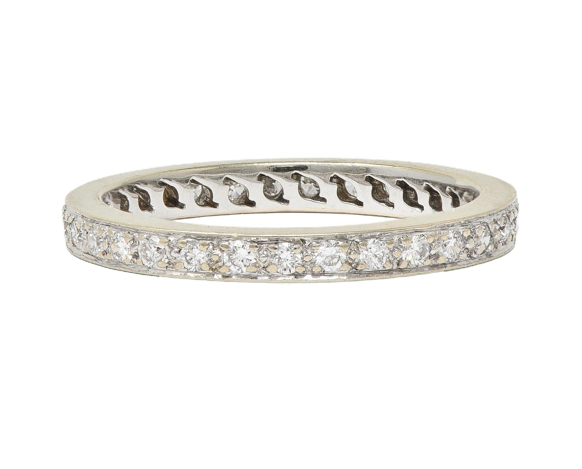 2000's 0.45 CTW Diamond 14 Karat White Gold Eternity Wedding Band Ring