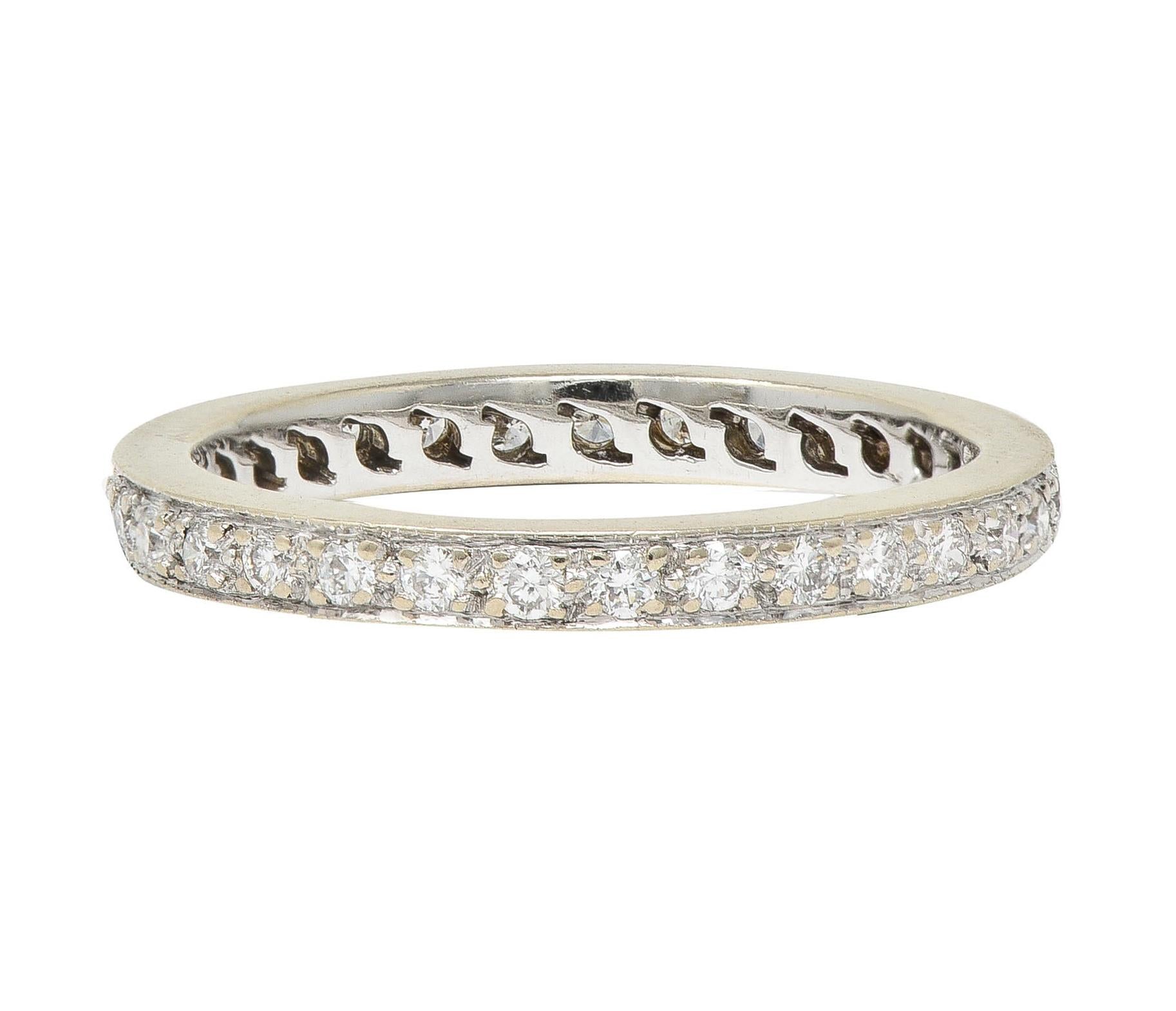 2000's 0.45 CTW Diamond 14 Karat White Gold Eternity Wedding Band Ring