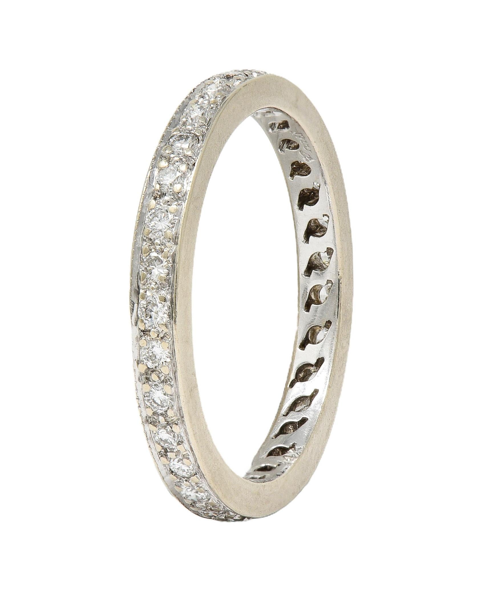 2000's 0.45 CTW Diamond 14 Karat White Gold Eternity Wedding Band Ring