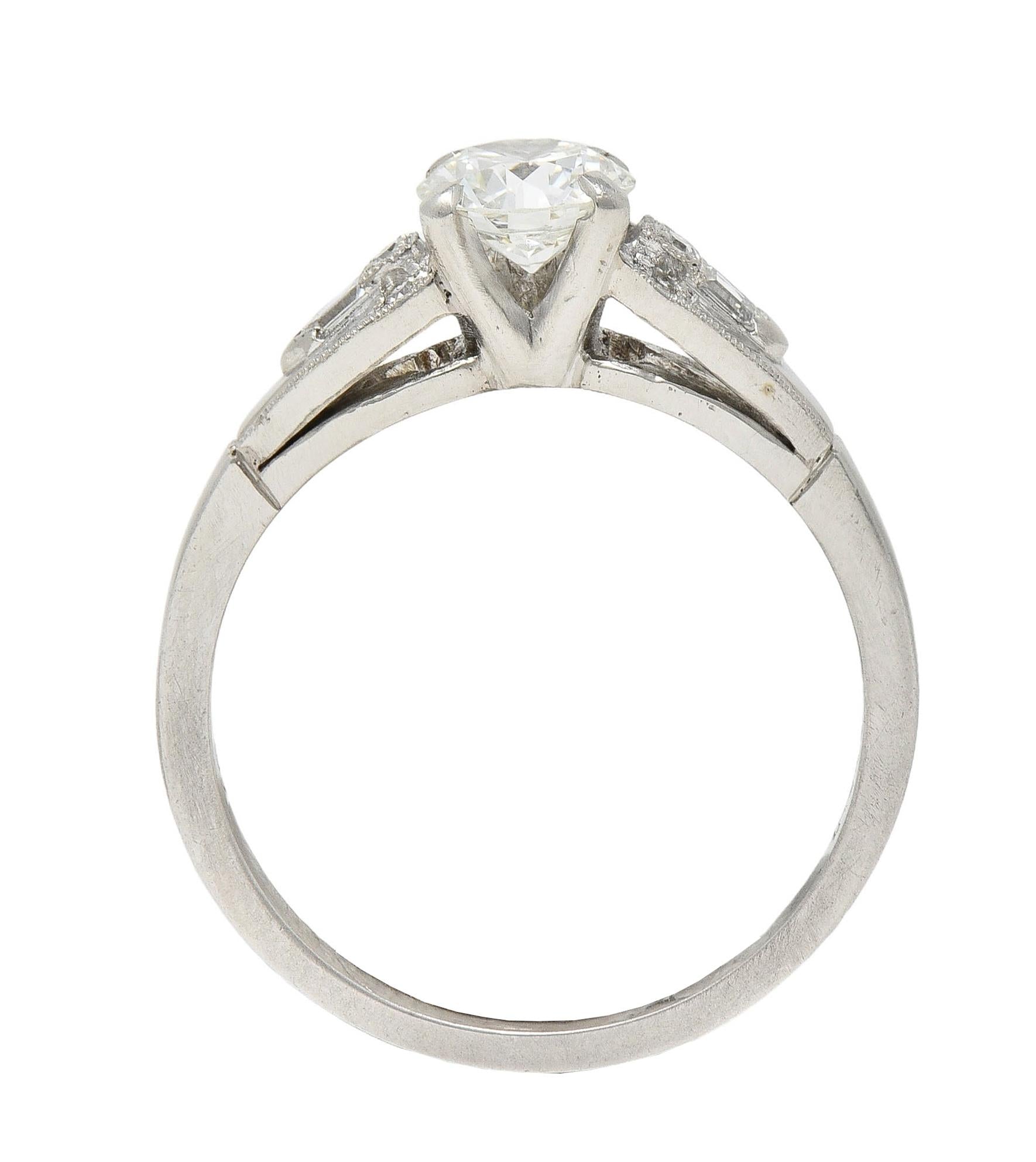 Art Deco Demaria 0.91 CTW Transitional Diamond Platinum Vintage Engagement Ring