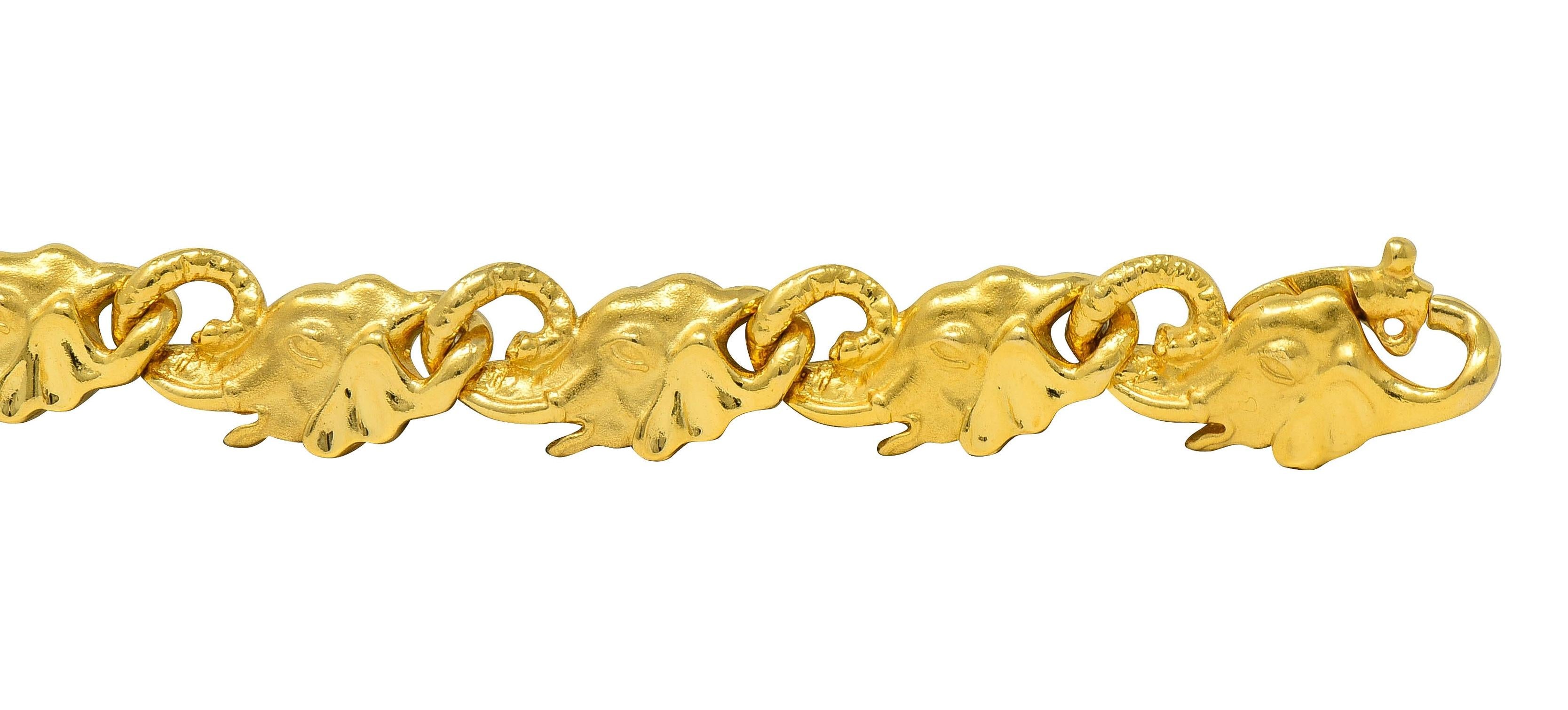 Carrera y Carrera 18 Karat Yellow Gold Elephant Animal Link Bracelet