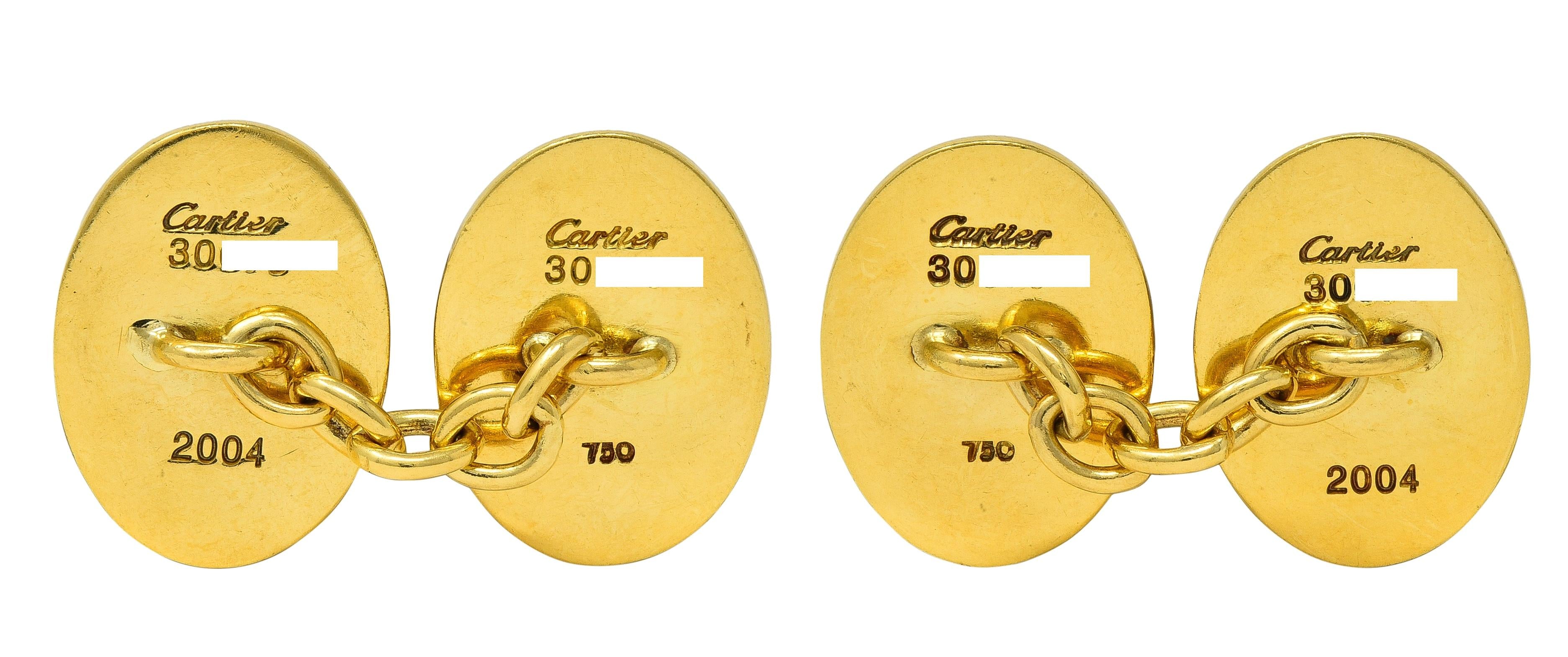 Cartier Enamel 18 Karat Yellow Gold Vintage American Flag Cufflinks