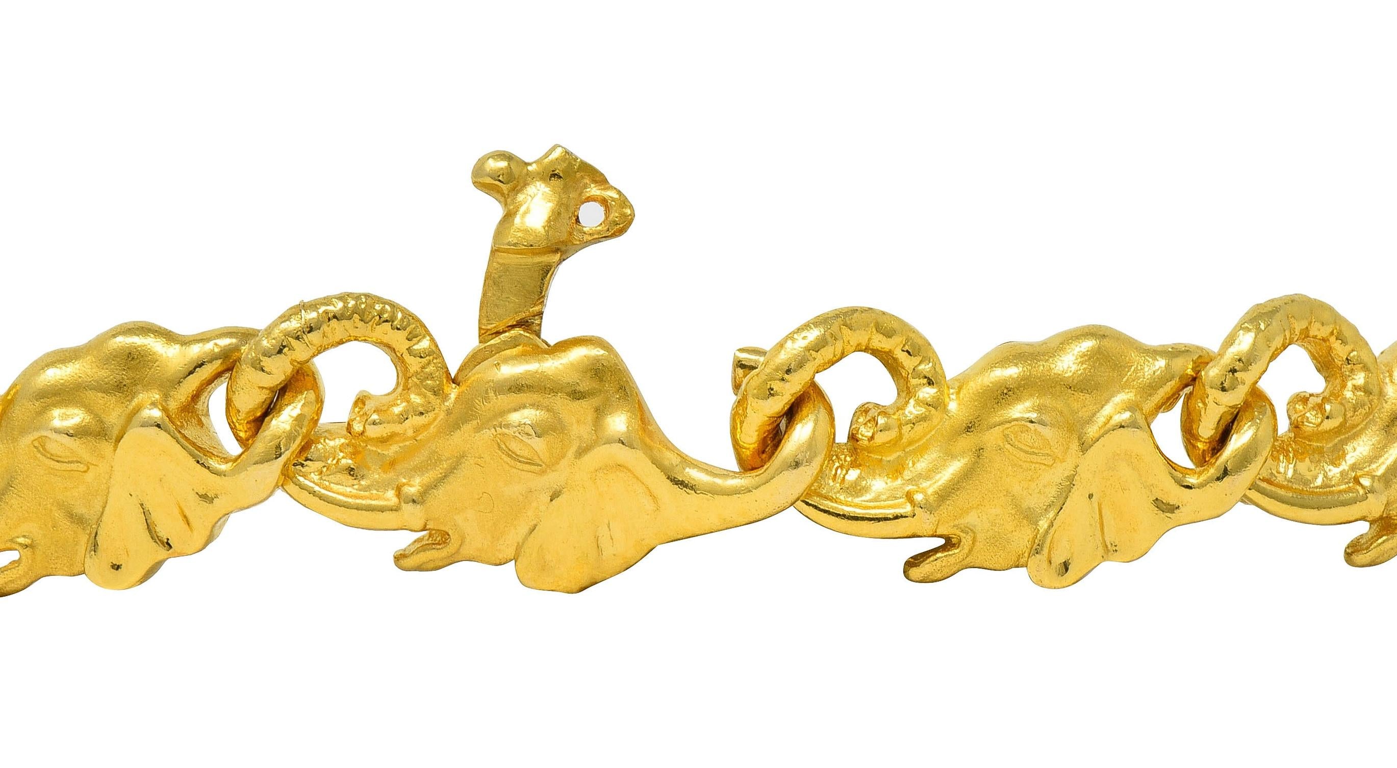 Carrera y Carrera 18 Karat Yellow Gold Elephant Animal Link Bracelet