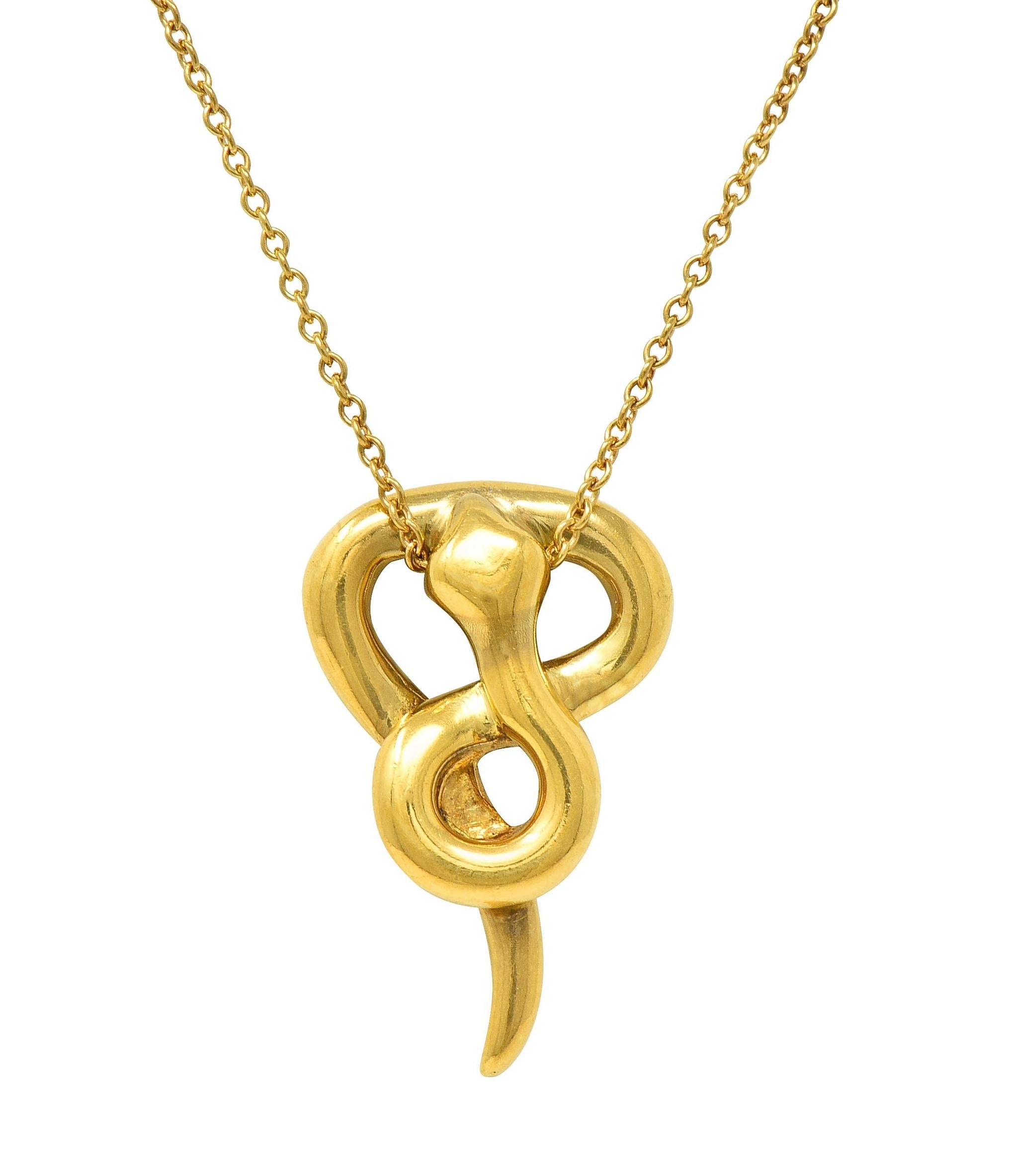 Tiffany & Co. Peretti 18K Gold Vintage Snake Chinese Zodiac Pendant Necklace