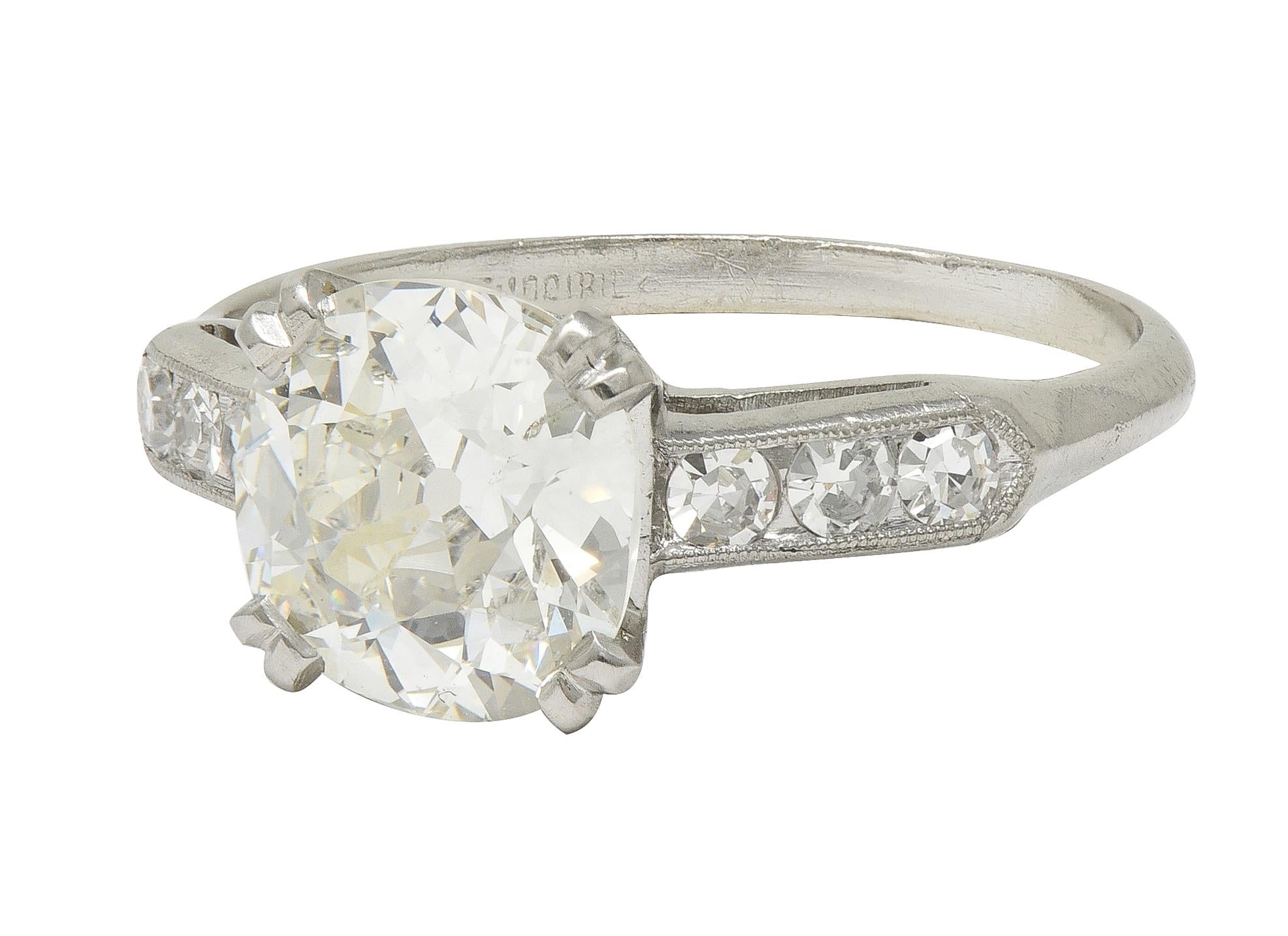 Mid-Century 1.71 CTW Old Mine Cut Diamond Platinum Vintage Engagement Ring GIA