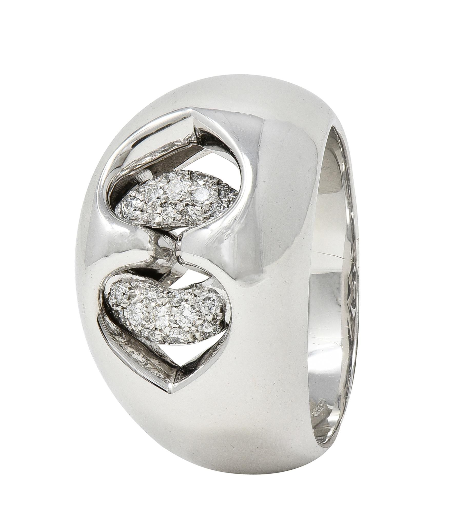 Bulgari Contemporary Diamond 18 Karat White Gold Domed Abbraccio Ring