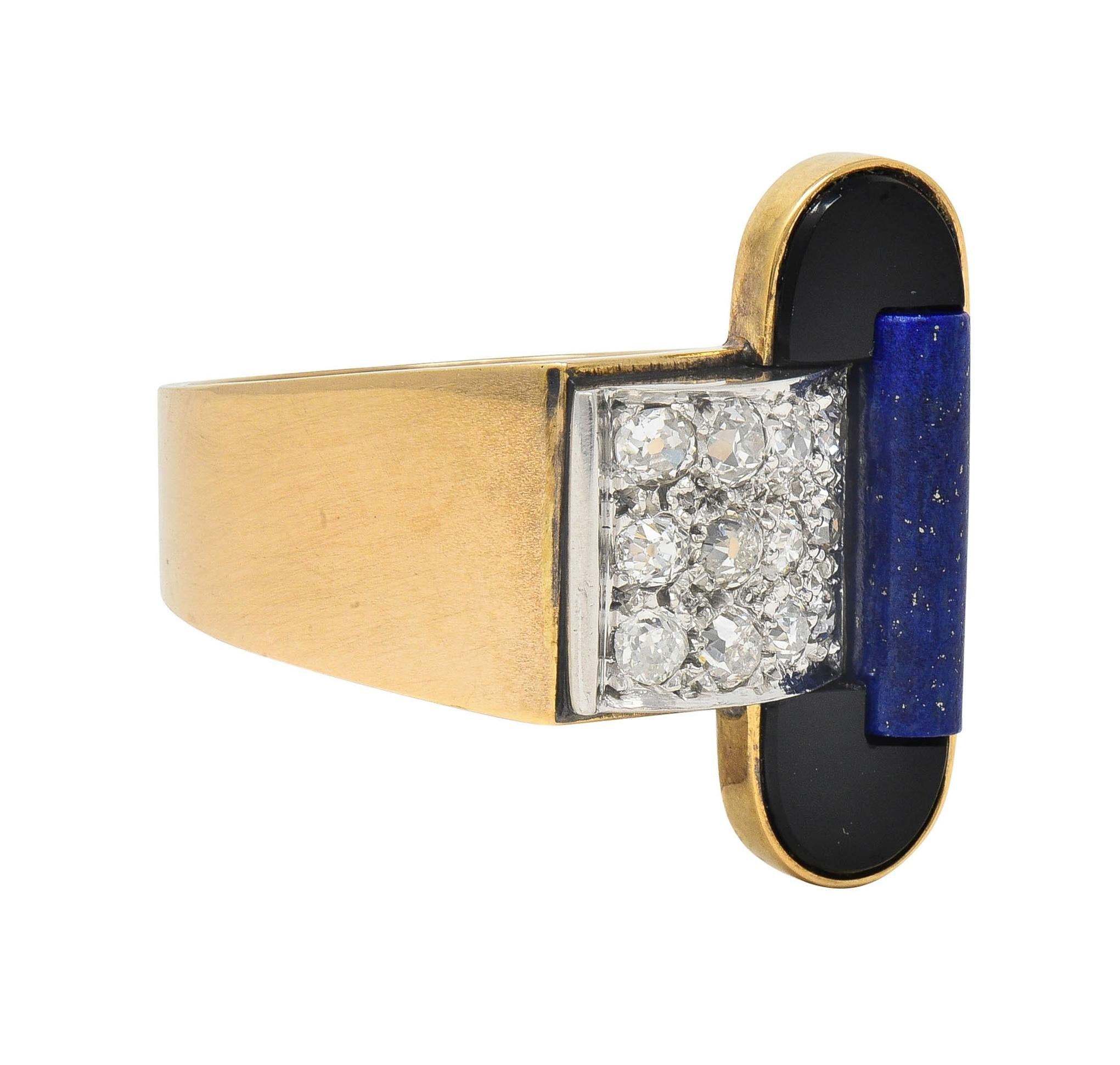 Raymond Templier Art Deco French Diamond Platinum 18K Gold Vintage Ring