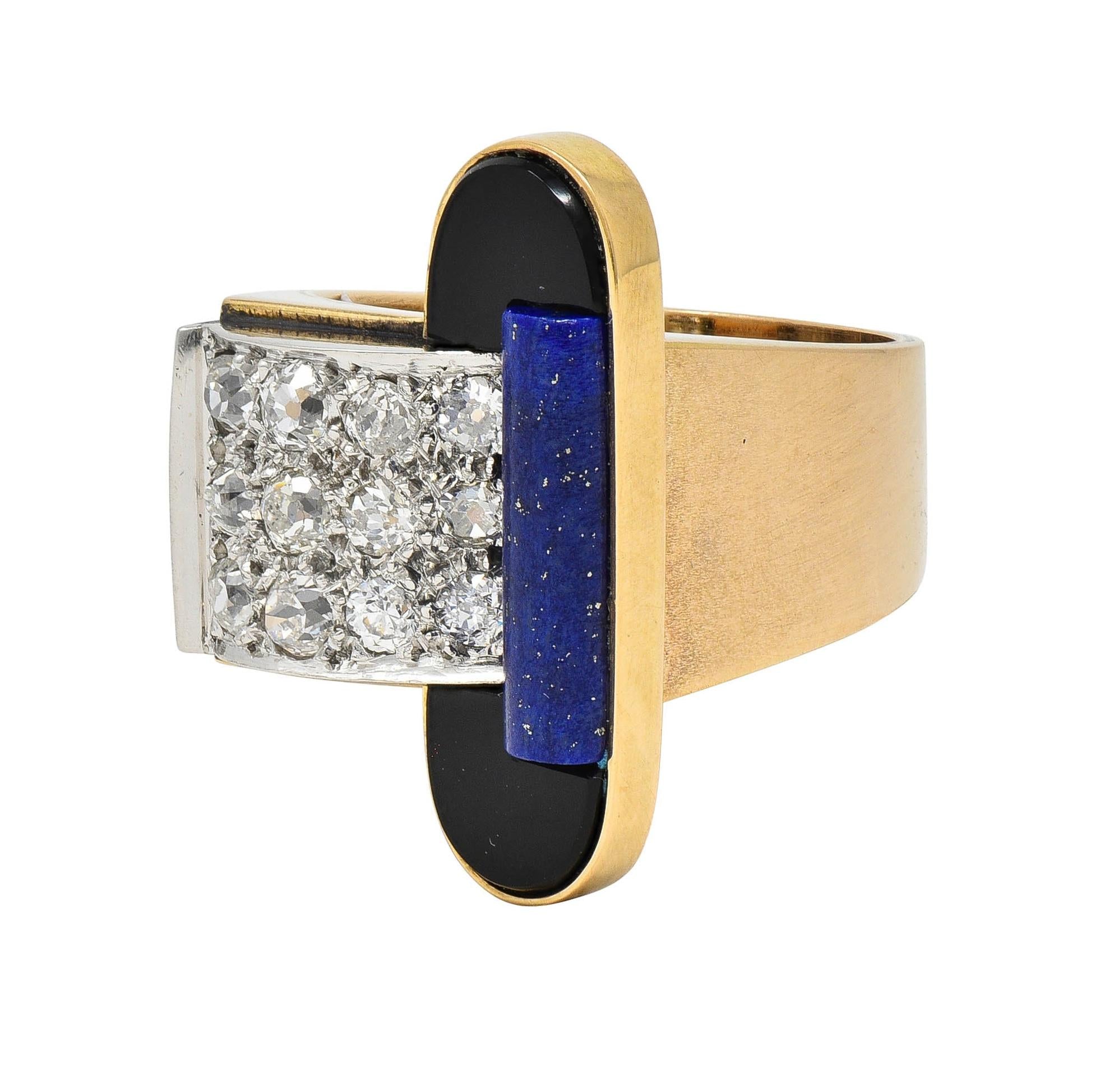 Raymond Templier Art Deco French Diamond Platinum 18K Gold Vintage Ring