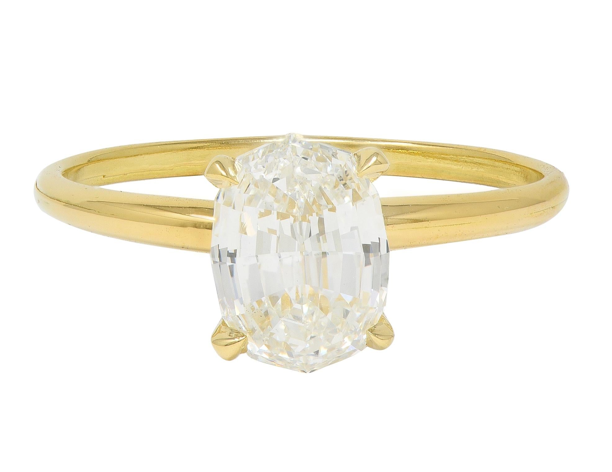 Contemporary 2.06 CTW Modified Oval Step-Cut Diamond 18 Karat Yellow G