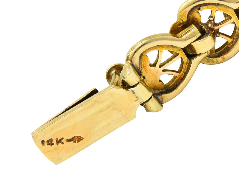 Art Deco Bippart & Co. Citrine 14 Karat Yellow Gold Antique Lotus Drop Necklace
