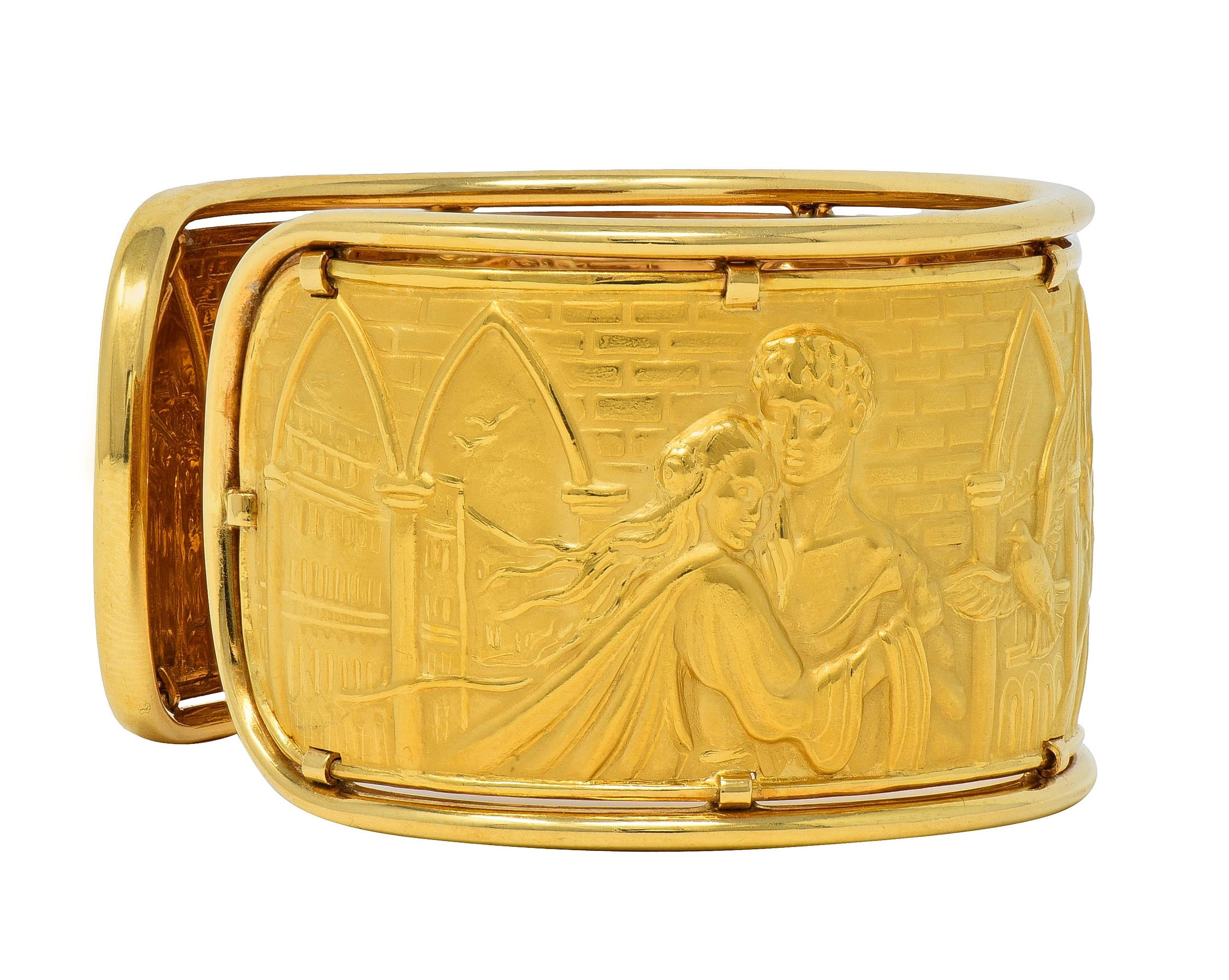 Carrera y Carrera 1990's 18K Yellow Gold Romeo & Juliet Vintage Cuff Bracelet