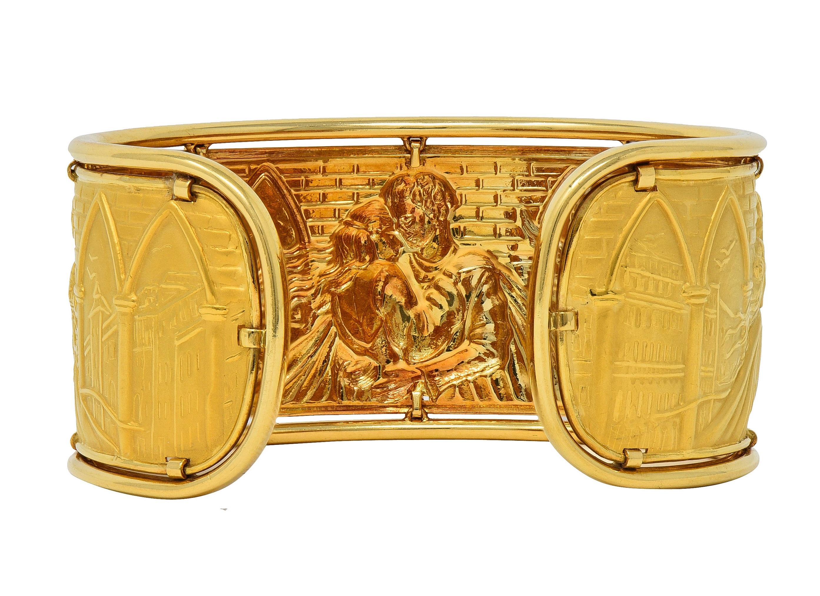 Carrera y Carrera 1990's 18K Yellow Gold Romeo & Juliet Vintage Cuff Bracelet