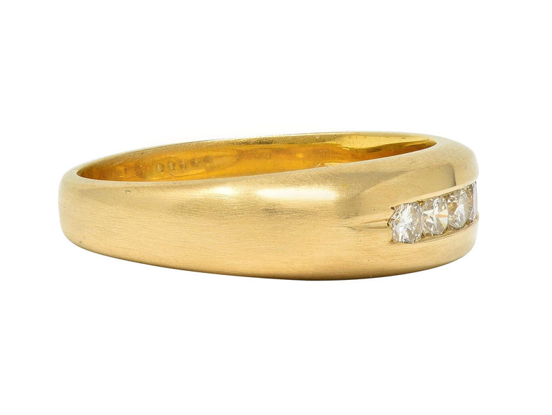 Contemporary Round Brilliant Diamond 14 Karat Yellow Gold Channel Set Band Ring