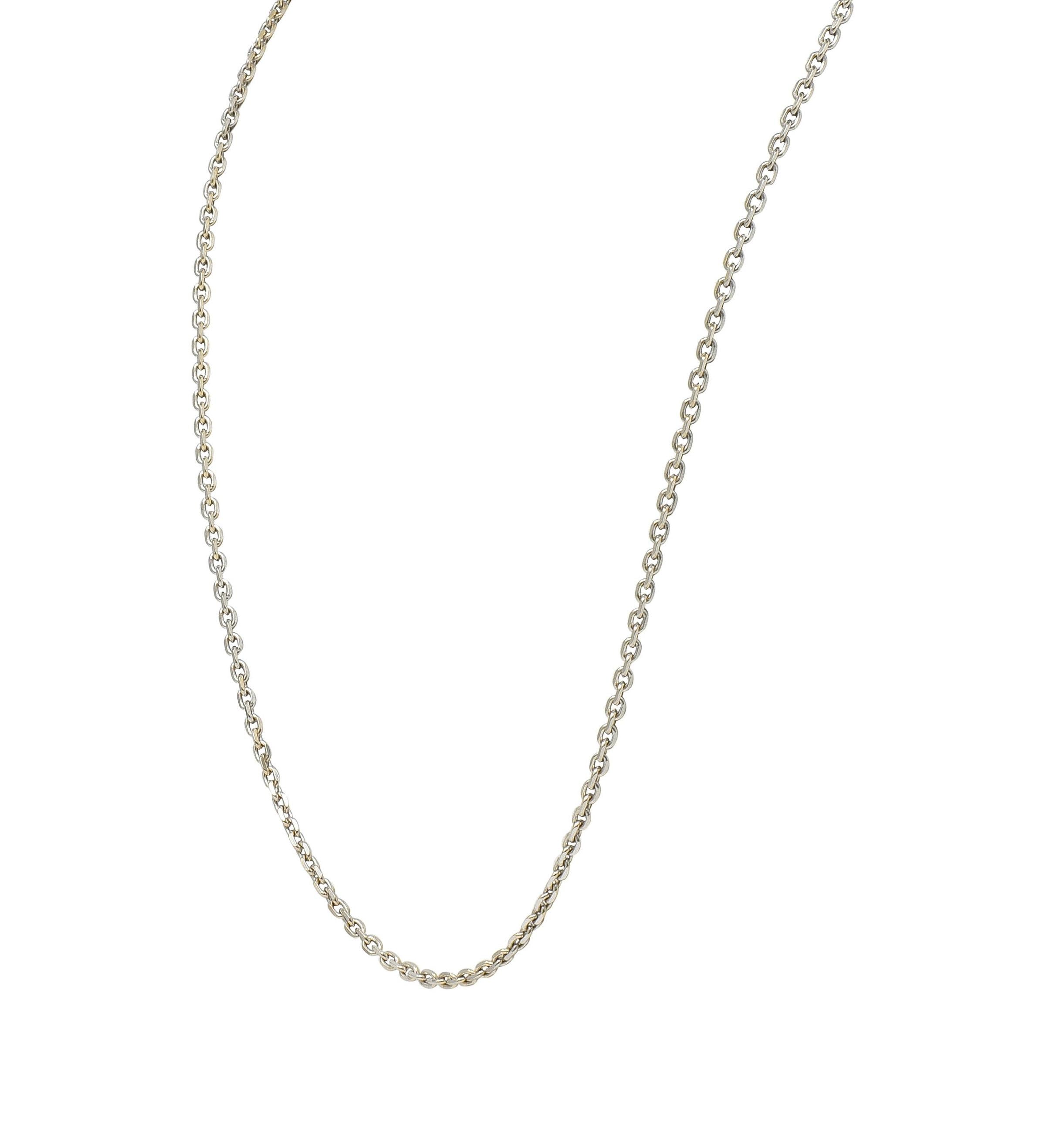 1990's 18 Karat White Gold Vintage Faceted Link Chain Necklace