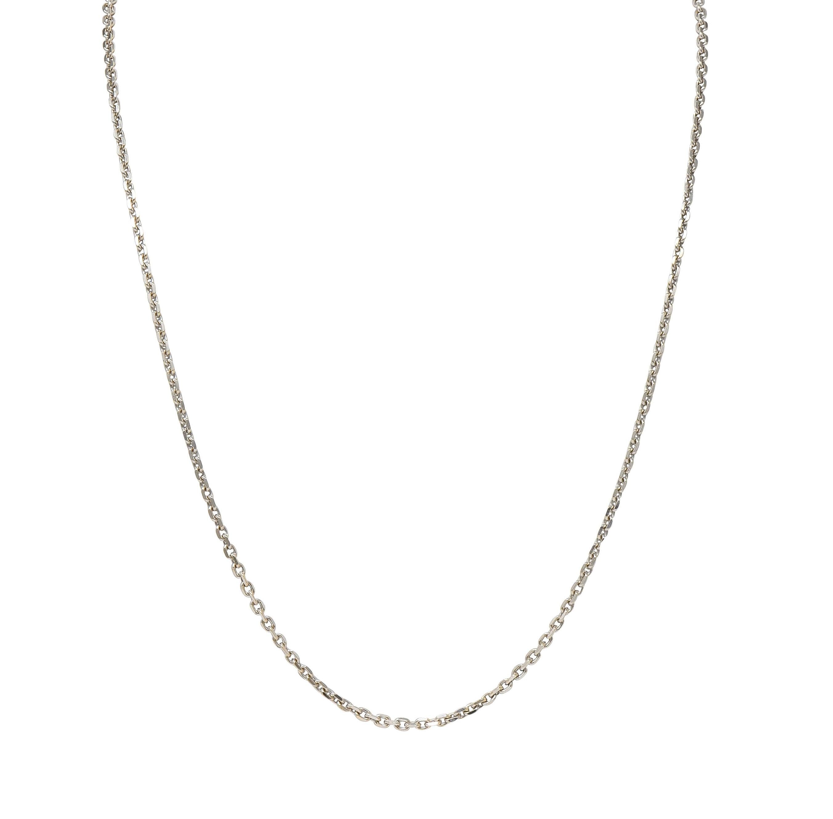 1990's 18 Karat White Gold Vintage Faceted Link Chain Necklace