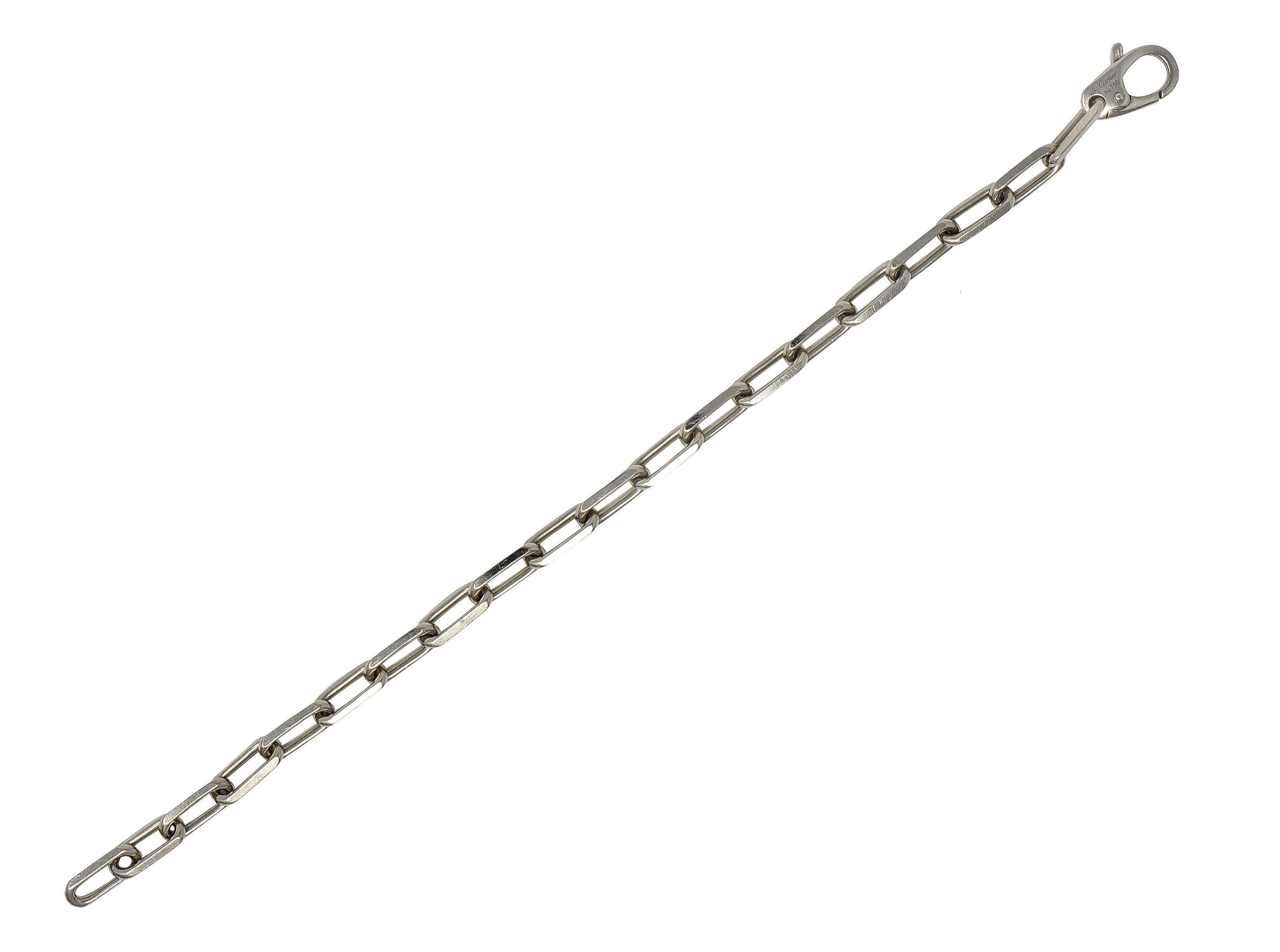 Cartier 2010's 18 Karat White Gold Paperclip Link Unisex Chain Bracelet