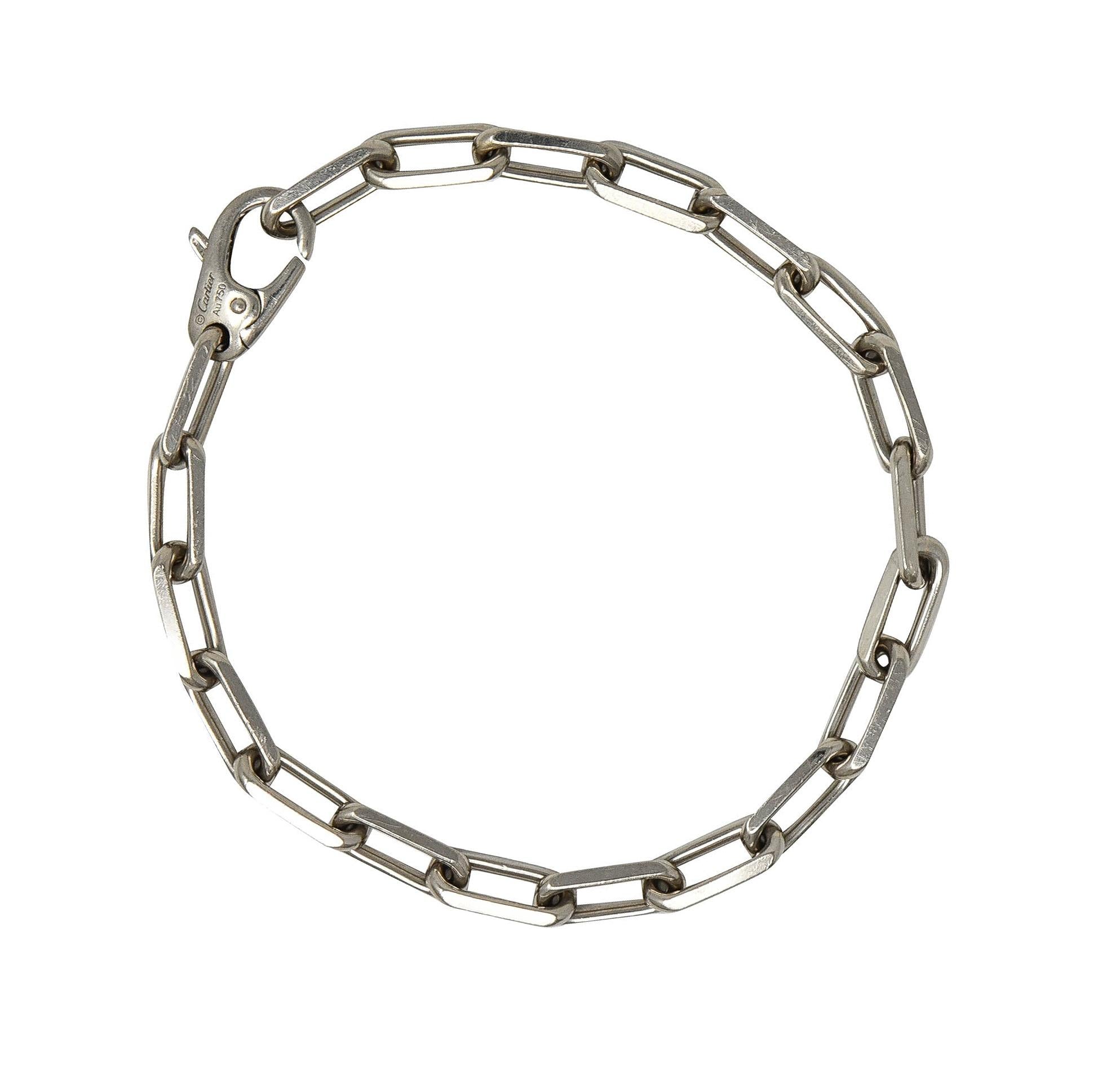 Cartier 2010's 18 Karat White Gold Paperclip Link Unisex Chain Bracelet