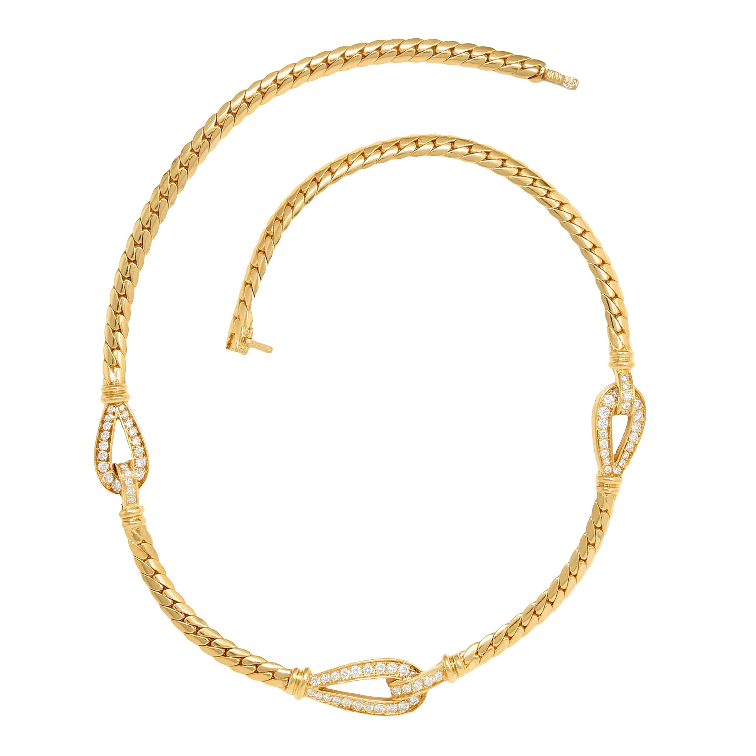 Cartier Georges L'Enfant French 1970's Diamond 18K Yellow Gold Vintage Necklace