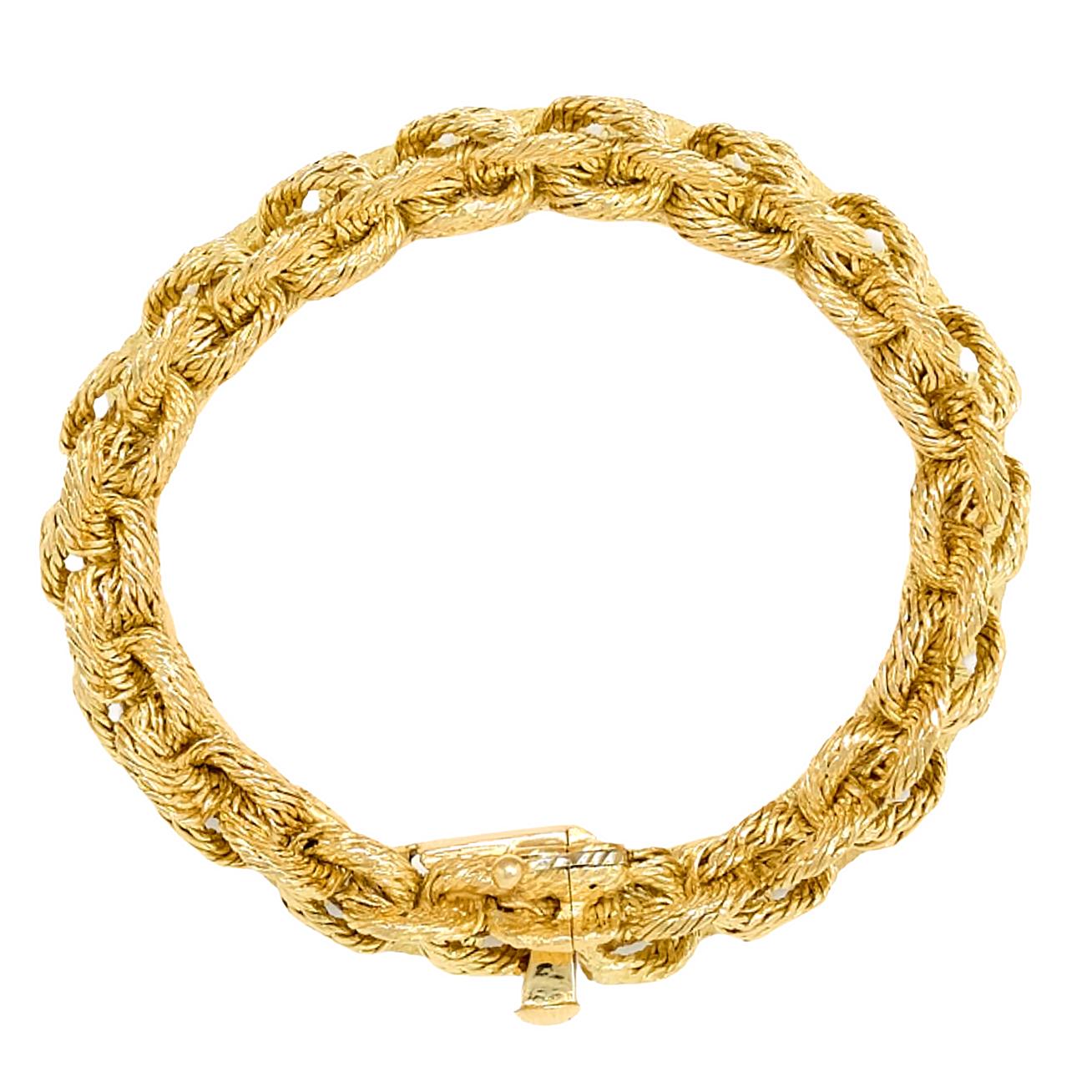 Bulgari Georges L'Enfant 1970's 18K Gold Vintage Woven Mesh Link Bracelet