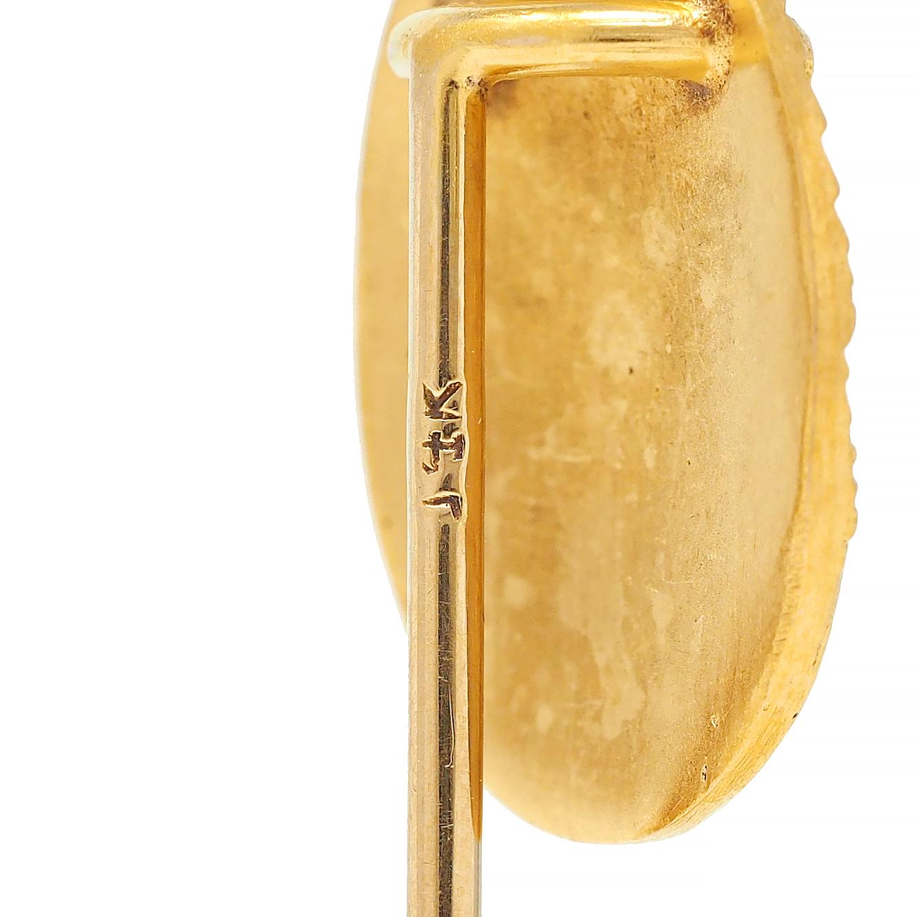 Victorian Diamond Pearl 14 Karat Yellow Gold Antique God Of Wind Stickpin