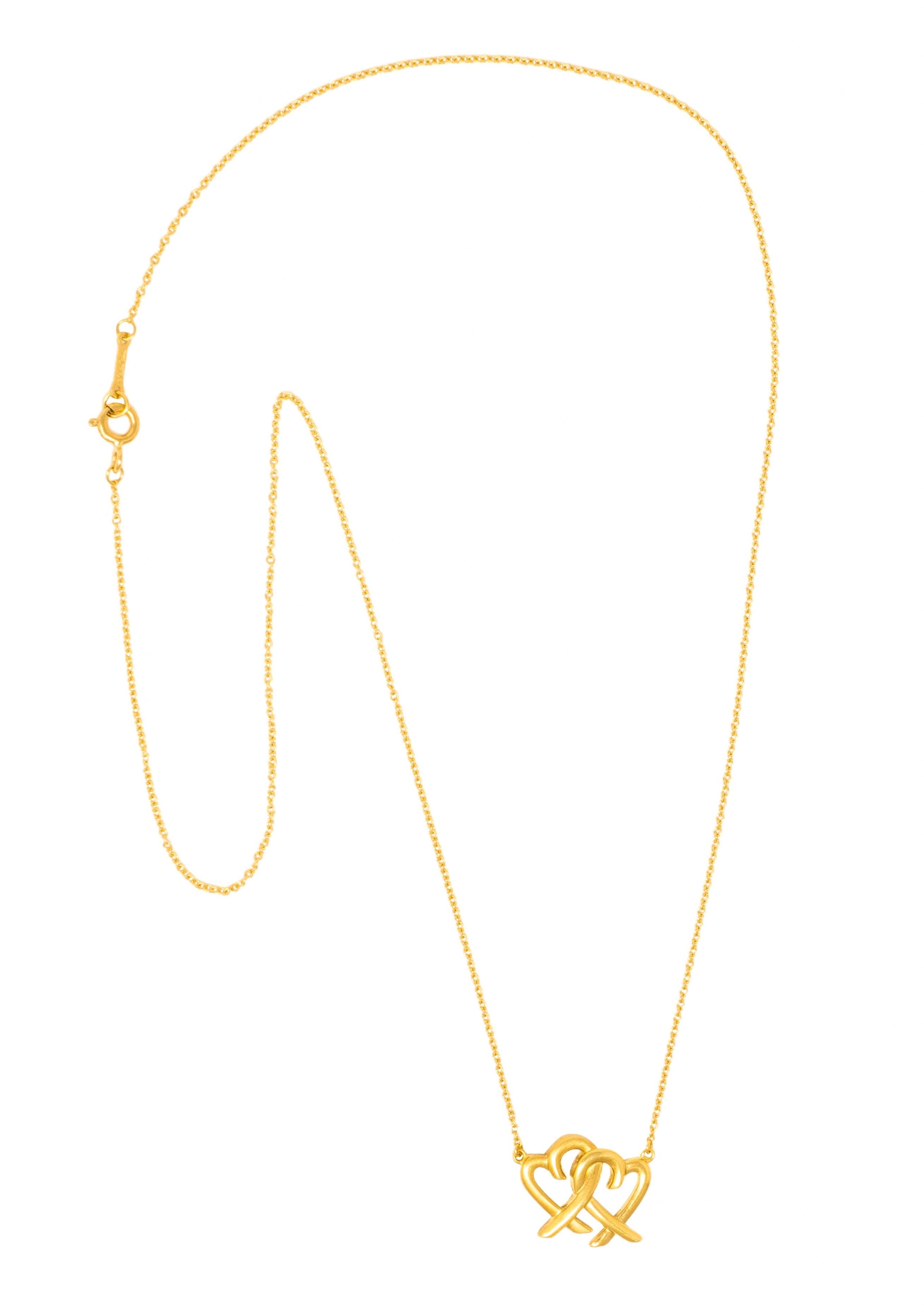 Paloma Picasso Tiffany & Co. 1990s 18K Vintage Double Loving Hearts Necklace