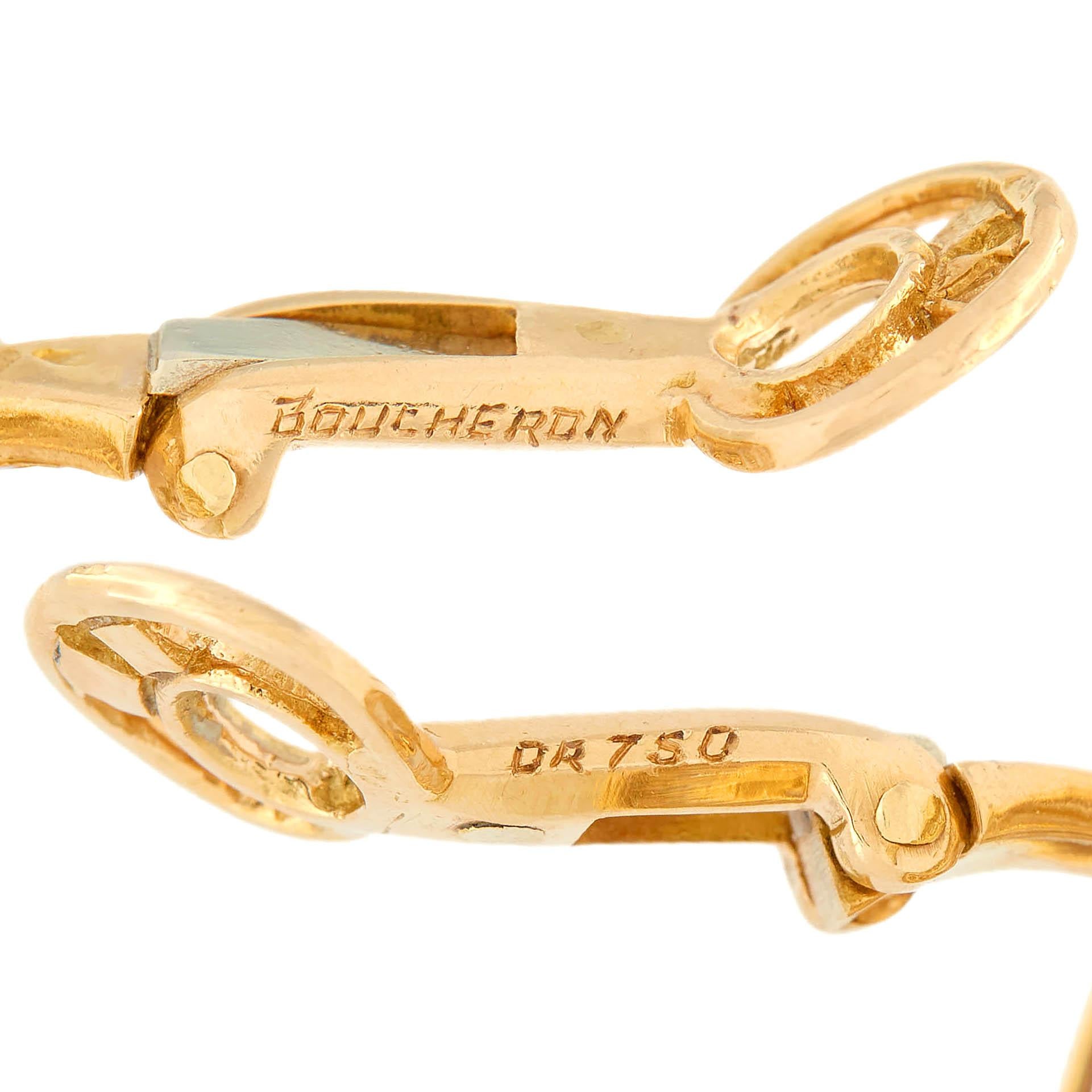 Boucheron French Rock Crystal 18K Gold Sapphire Ruby Diamond Vintage Earrings