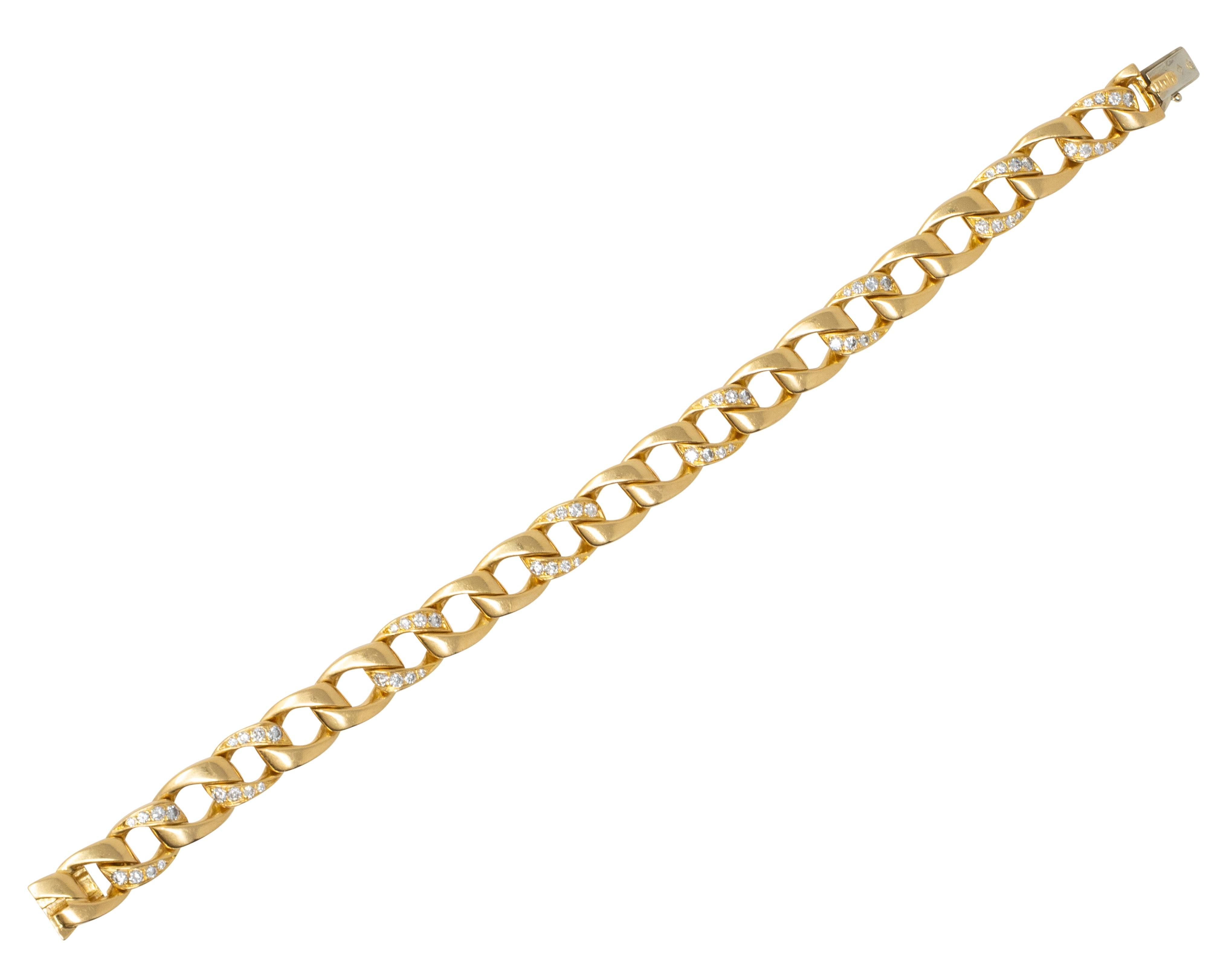Cartier Paris Georges LEnfant Diamond 18K Gold Vintage Curb Link Unisex Bracelet