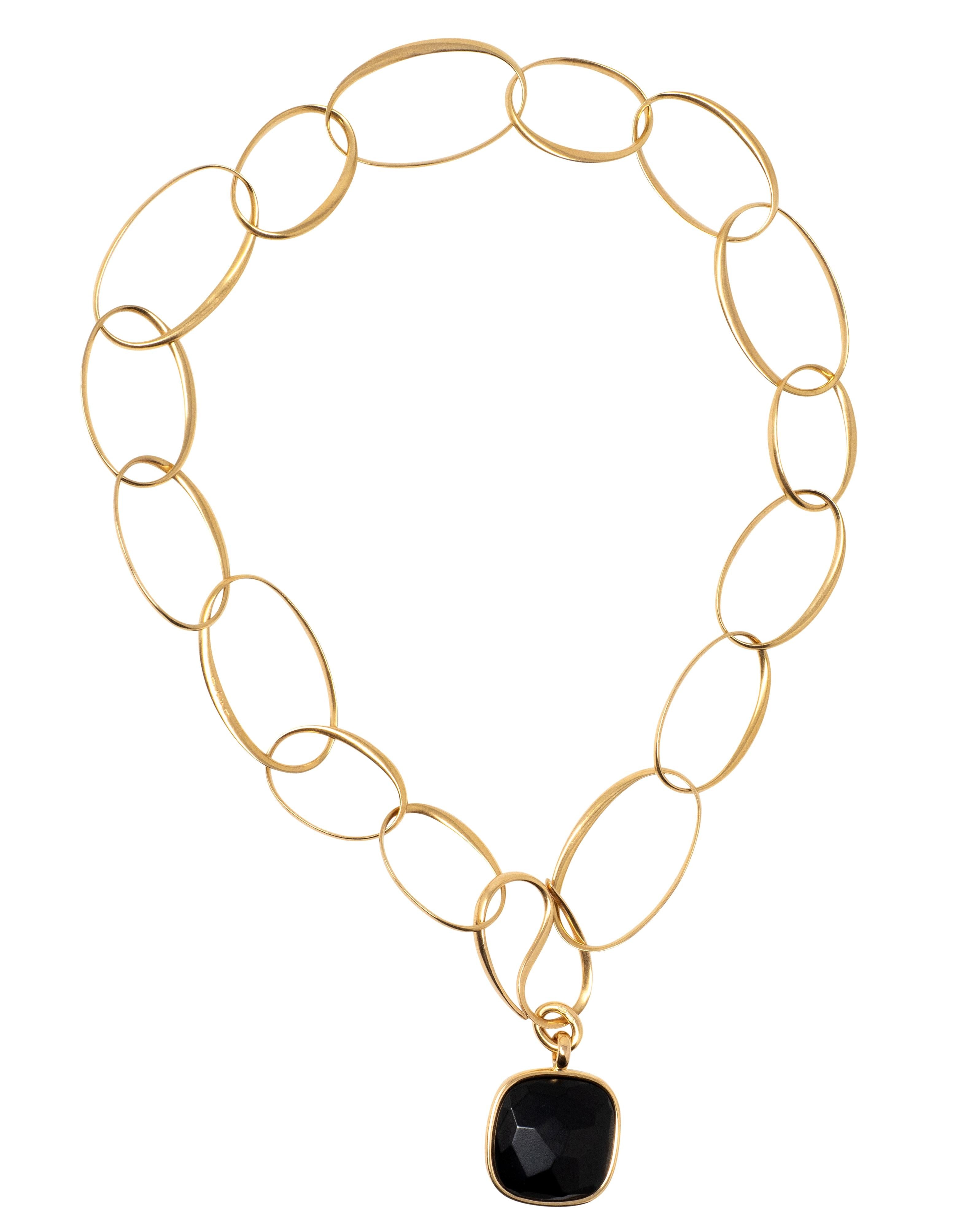 Pomellato 2000's Black Jade 18 Karat Yellow Gold Capri Pendant Necklace