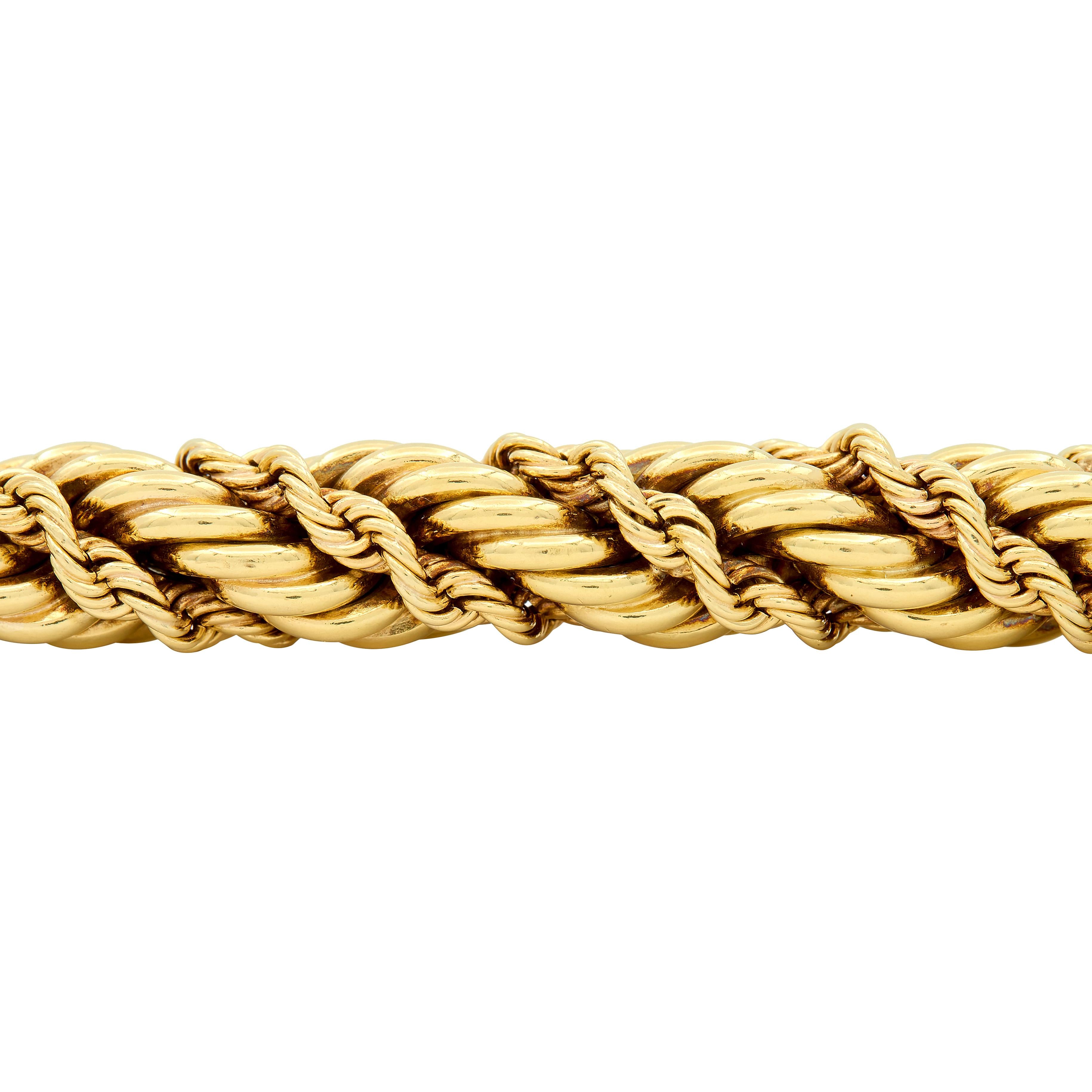 Tiffany & Co. Schlumberger 1960 Sapphire 18K Gold Vintage Twisted Rope Bracelet