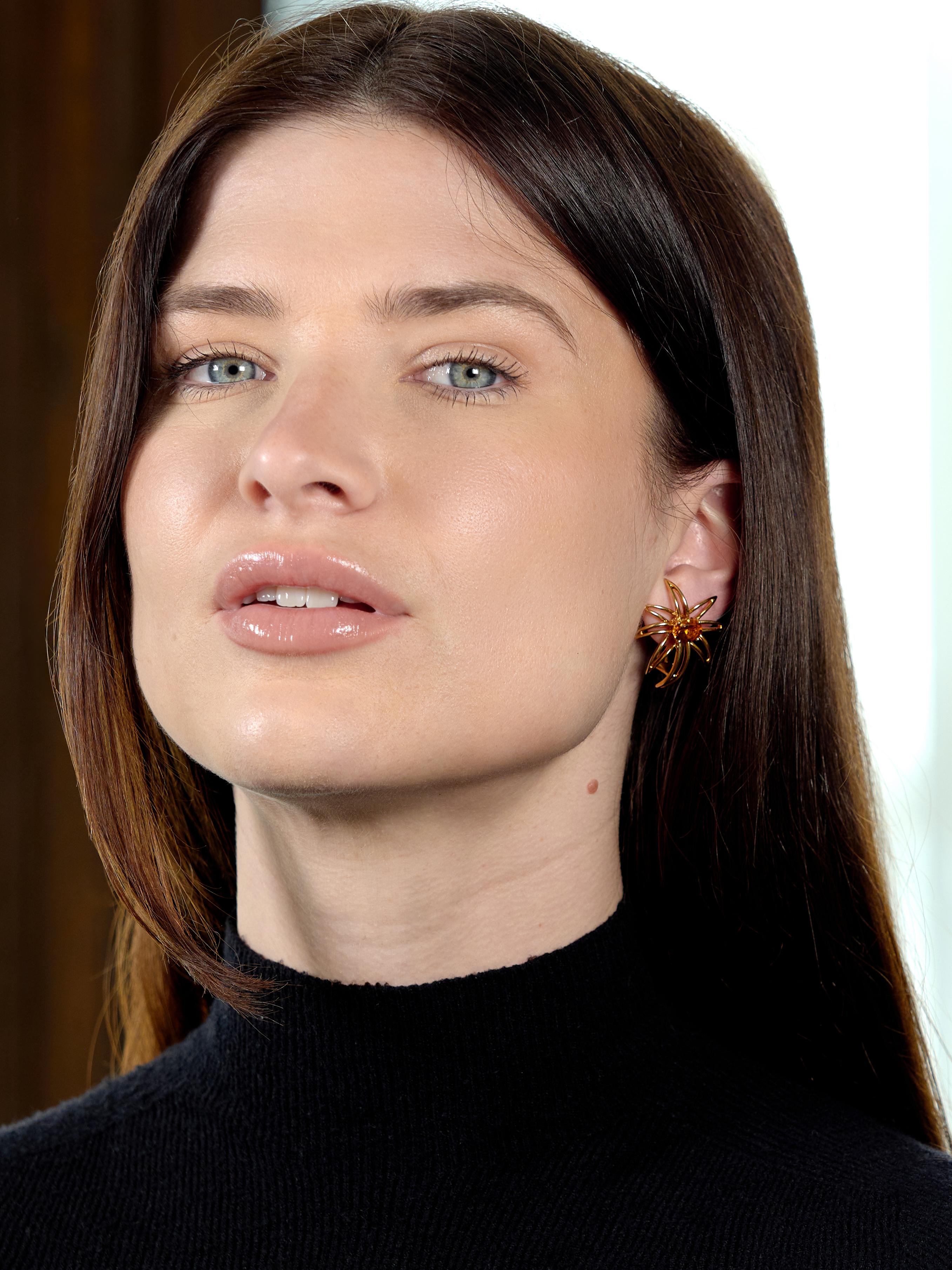 Tiffany & Co. 1994 Citrine 18 Karat Yellow Gold Vintage Fireworks Earrings