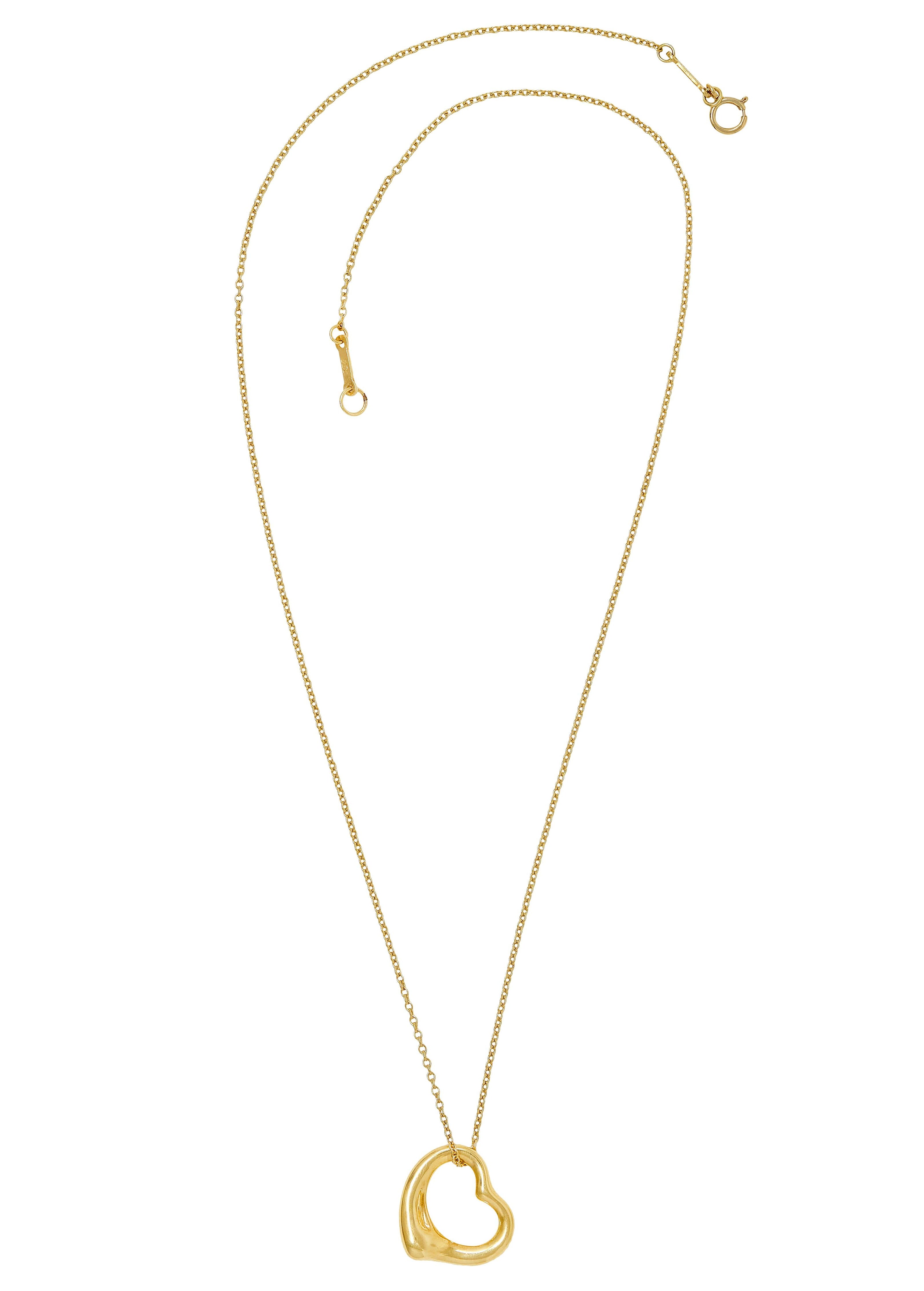 Tiffany & Co. Elsa Peretti 18K Yellow Gold Small Open Heart Pendant Necklace