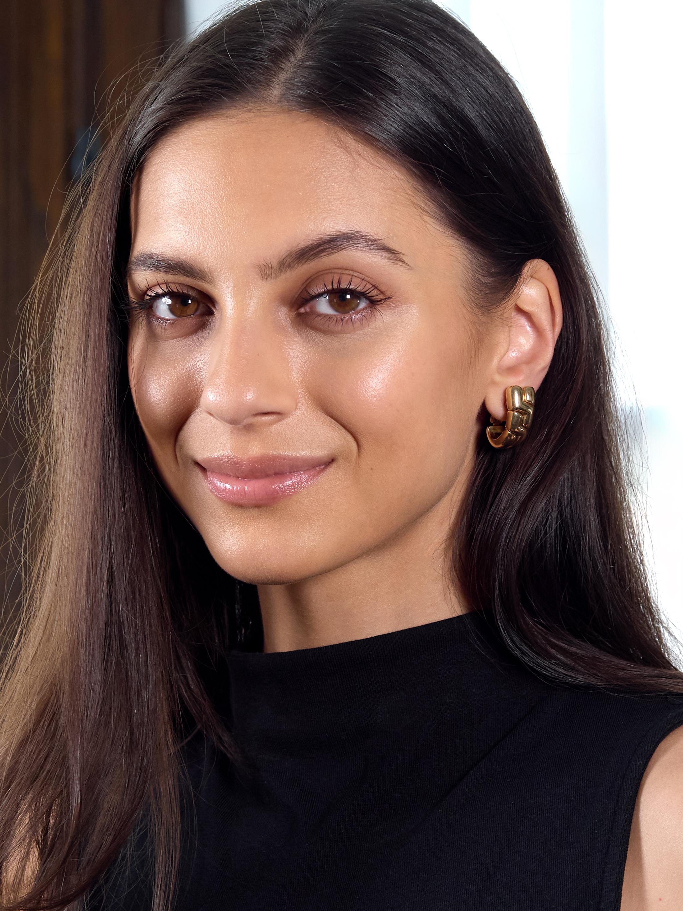 Bulgari 1990's 18 Karat Yellow Gold Vintage Geometric J-Hoop Earrings