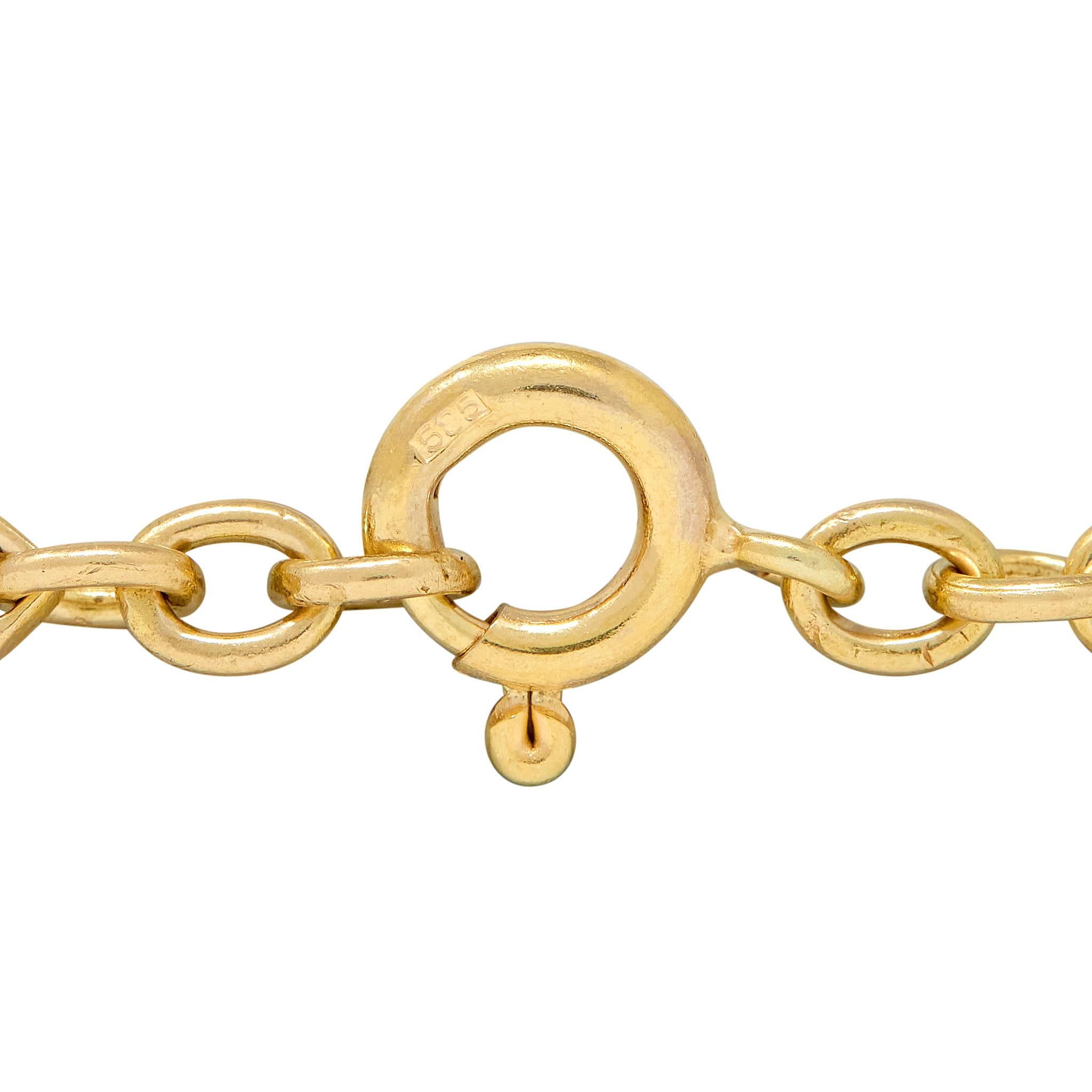 Victorian 14 Karat Yellow Gold Antique Geometric Fancy Link Chain Necklace