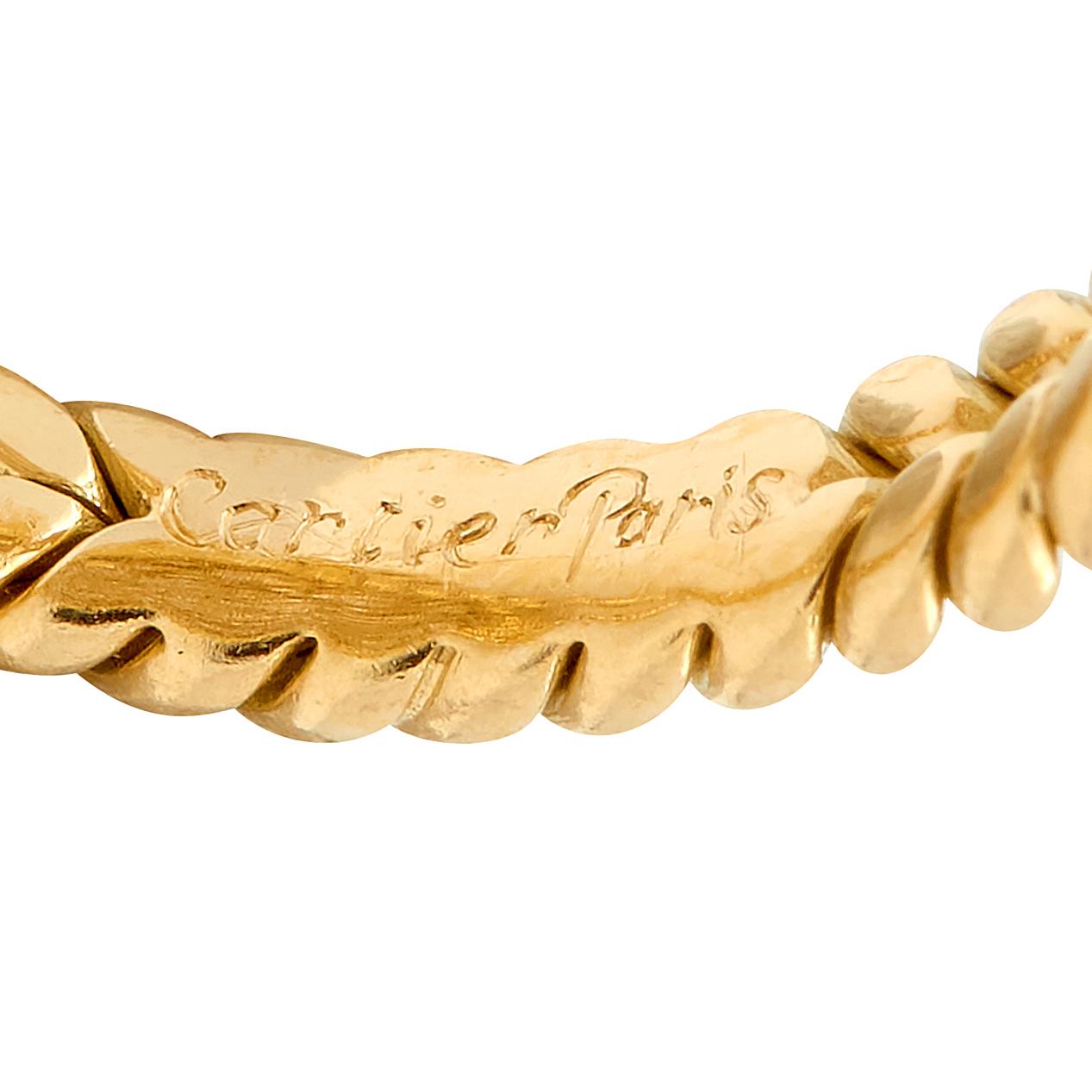Cartier Paris 1960's Diamond 18 Karat Yellow Gold Vintage Twisted Rope Dome Ring
