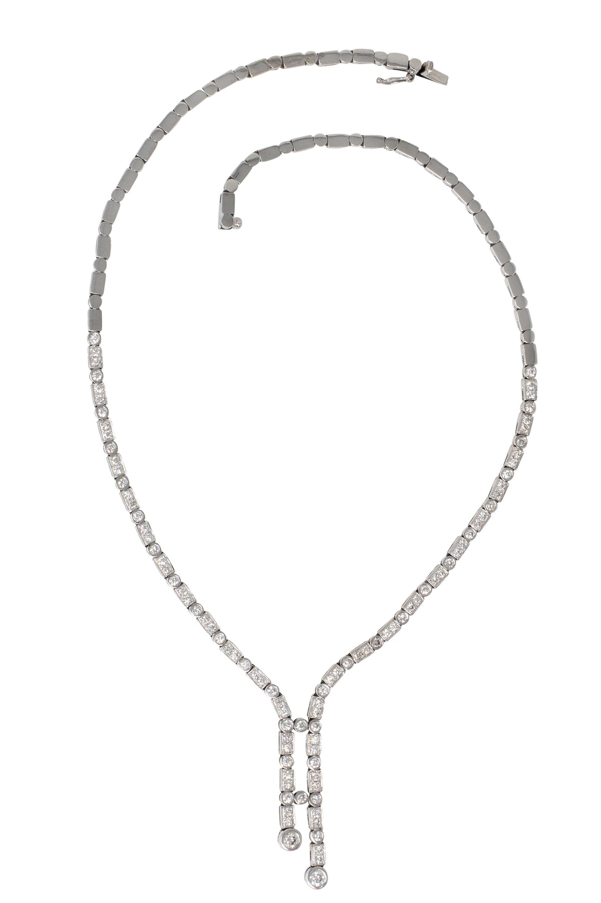 2000's Diamond 18 Karat White Gold Contemporary Lariat Necklace