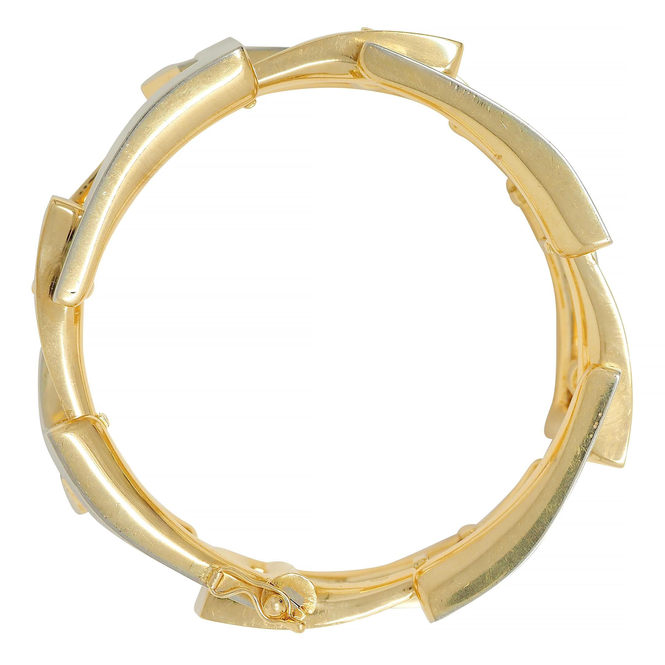 Carlo Weingrill 1970's 18 Karat Two-Tone Gold Vintage Geometric Bracelet