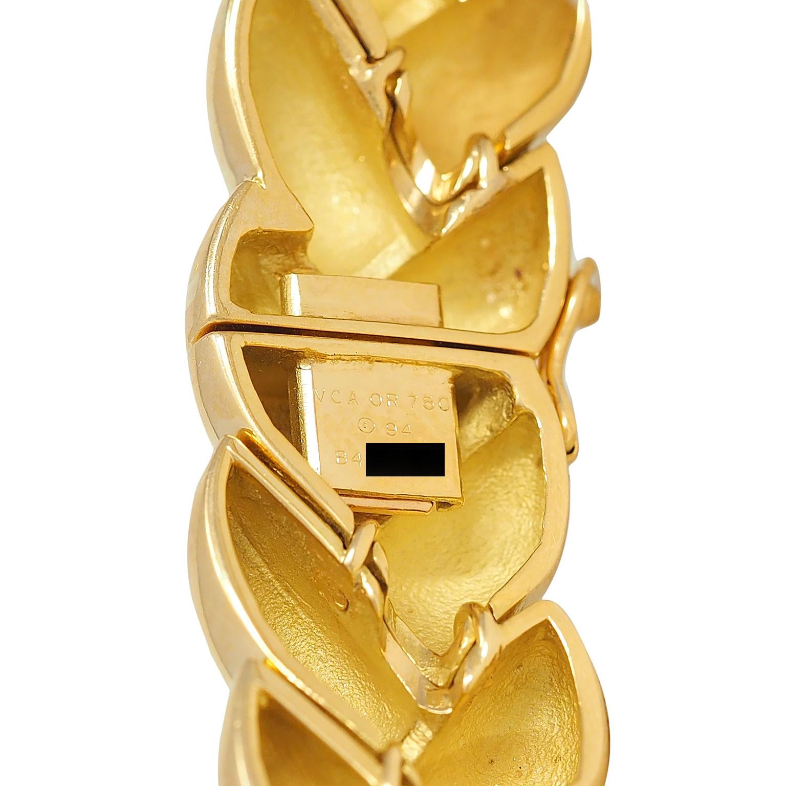 Van Cleef & Arpels French 1994 18K Gold Vintage Puffy Wheat Collar Necklace