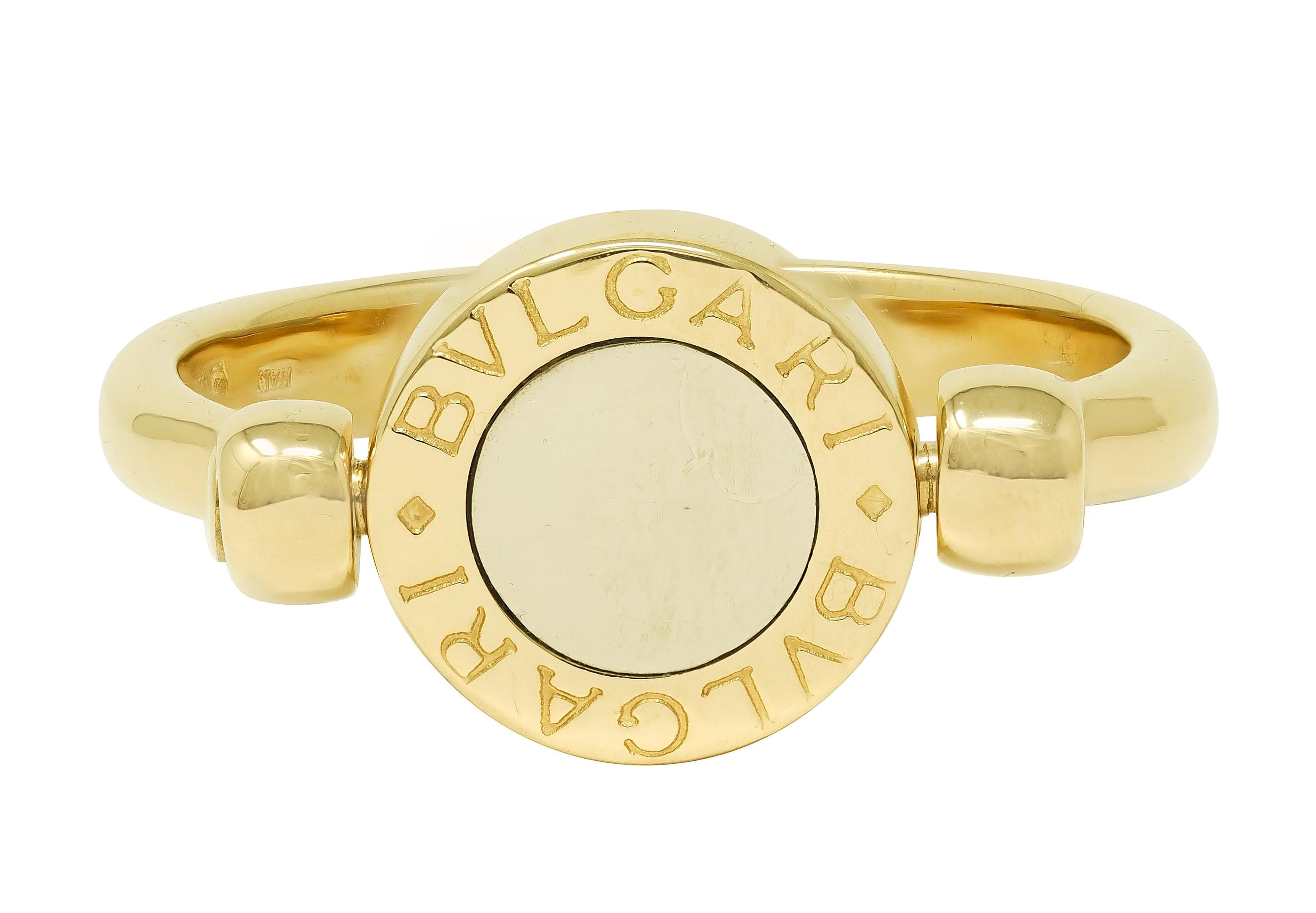Bulgari Contemporary Diamond 18 Karat Two-Tone Gold Flip Signet Ring