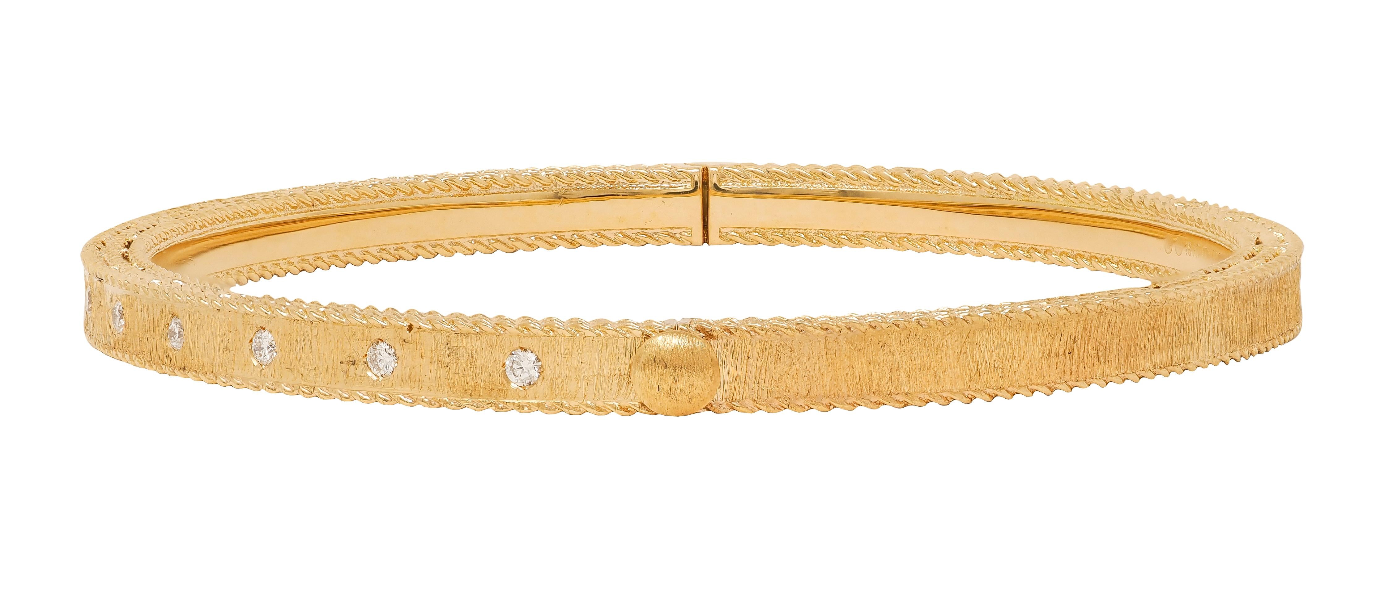 Roberto Coin Diamond 18 Karat Rose Gold Vintage Princess Bangle Bracelet