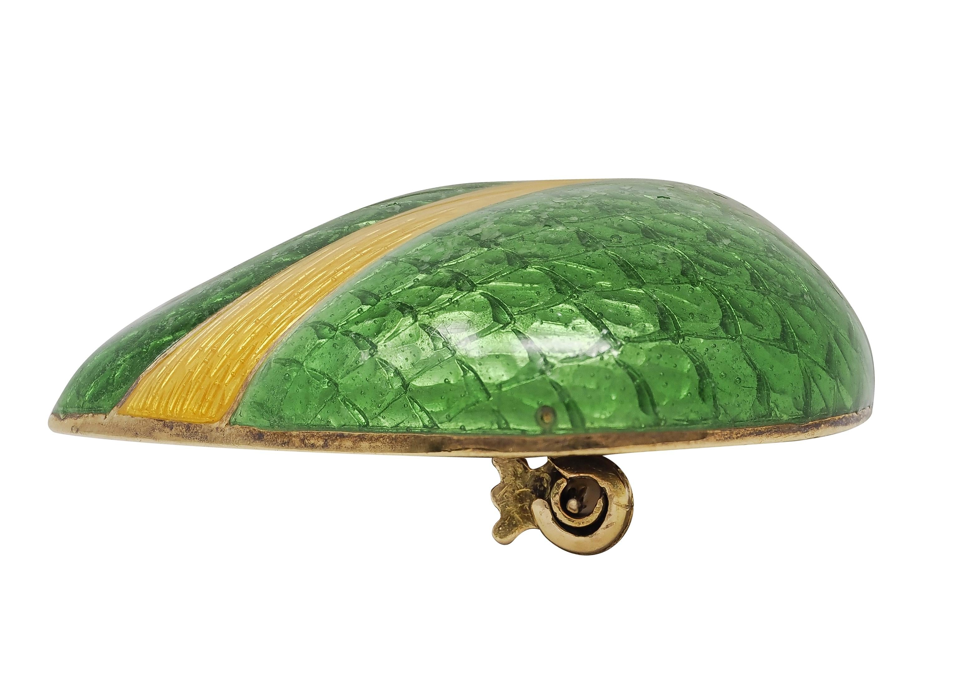 Tiffany & Co. 1960's Enamel 18 Karat Yellow Gold Vintage Striped Heart Brooch