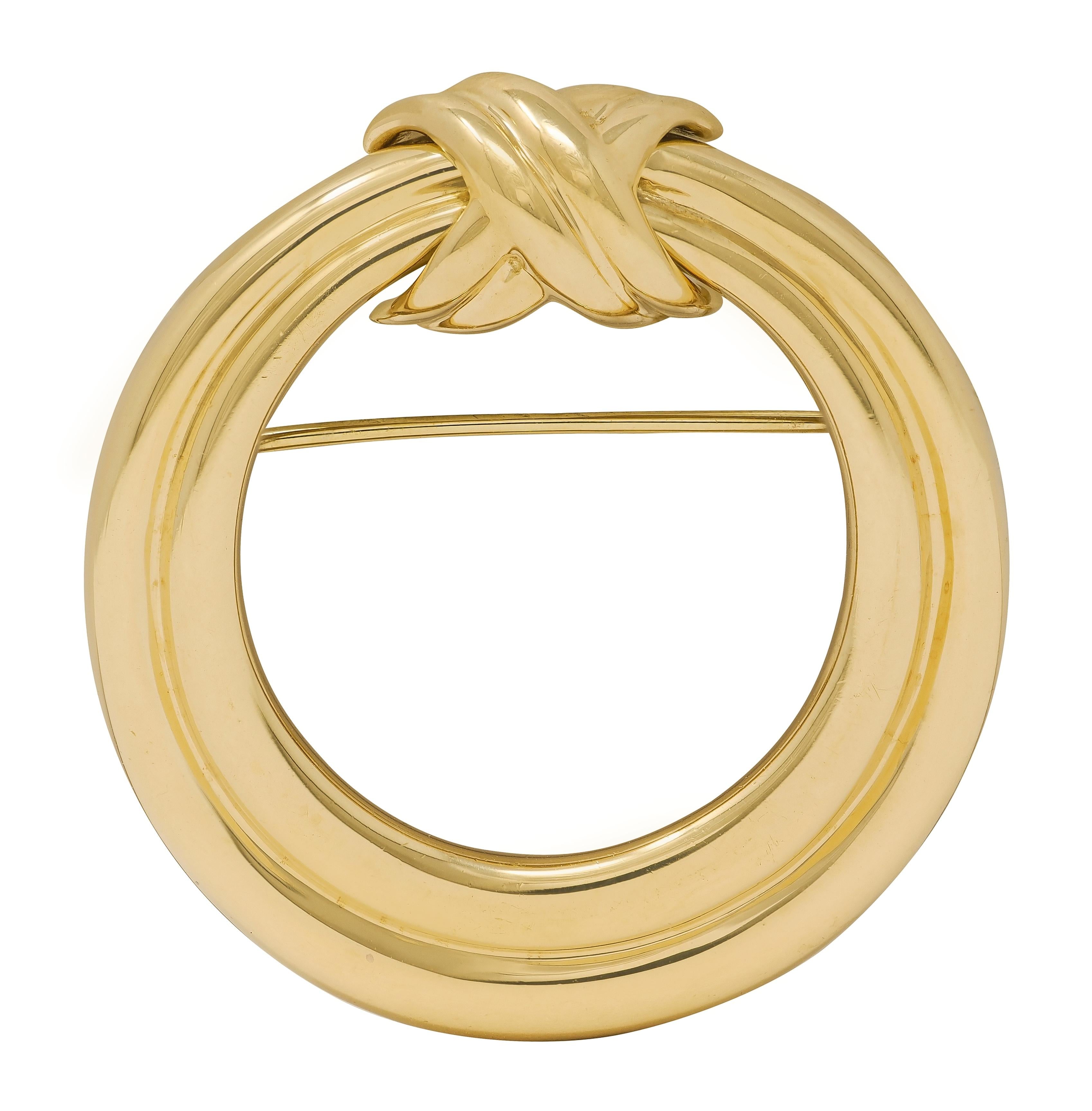 Tiffany & Co. 1990's 18 Karat Yellow Gold Vintage Knotted Circle Brooch