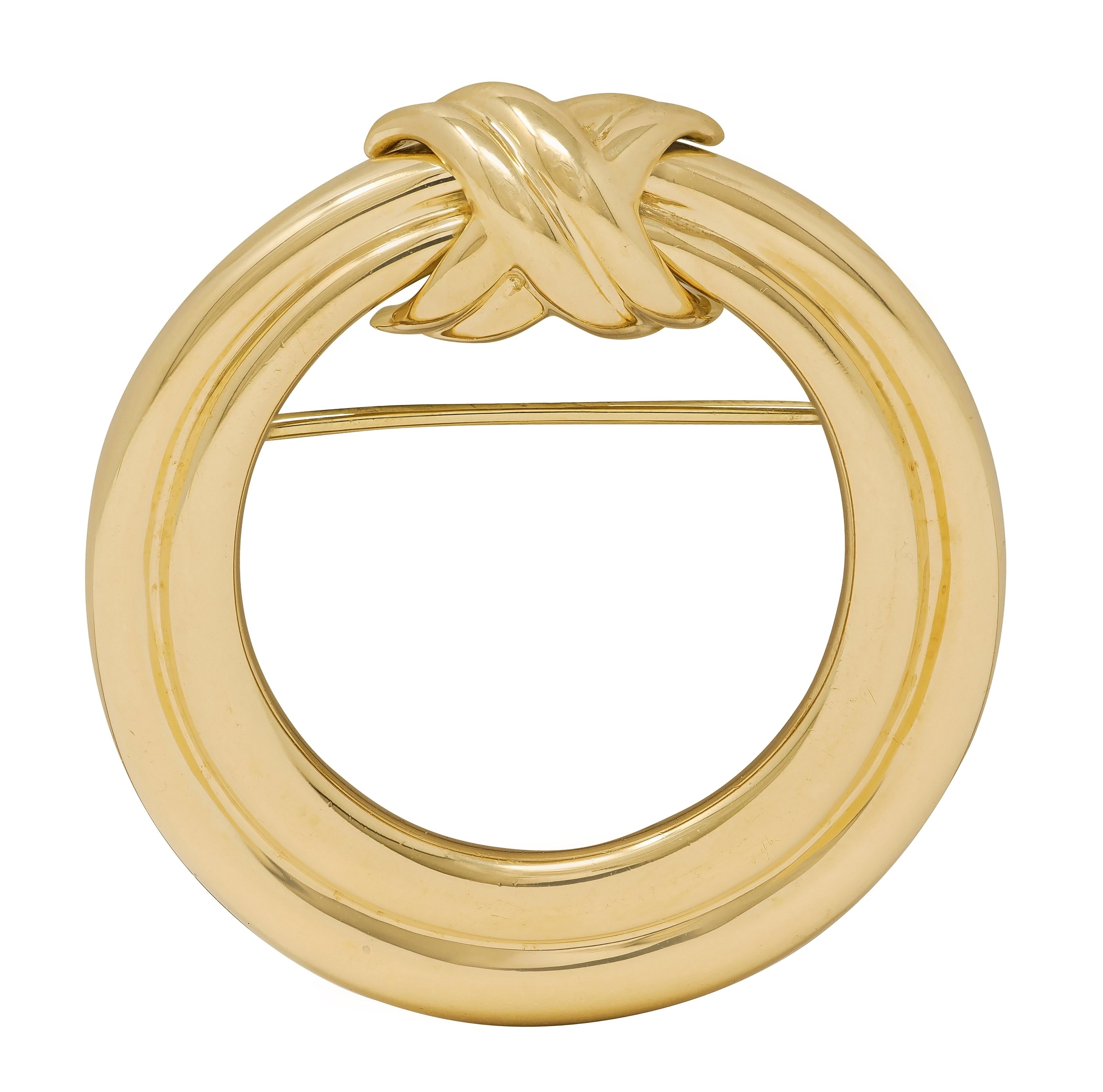 Tiffany & Co. 1990's 18 Karat Yellow Gold Vintage Knotted Circle Brooch