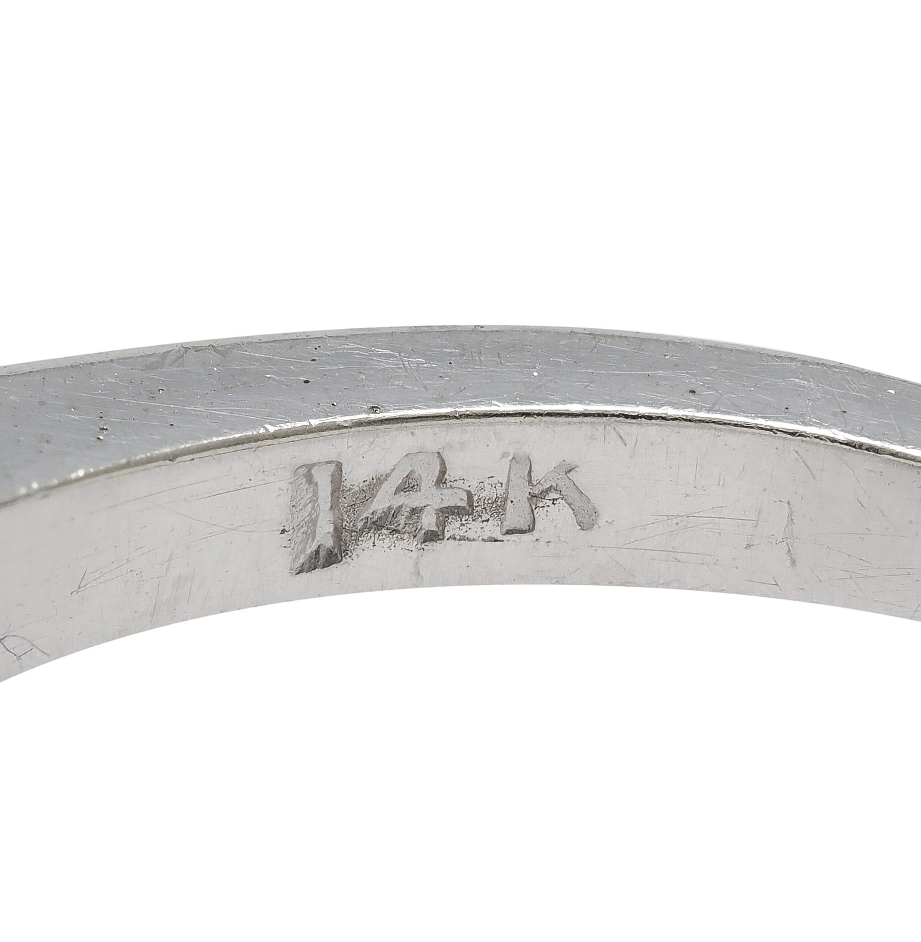 Felger Inc. 1940's Amethyst Diamond 14 Karat White Gold Vintage Heart Ring