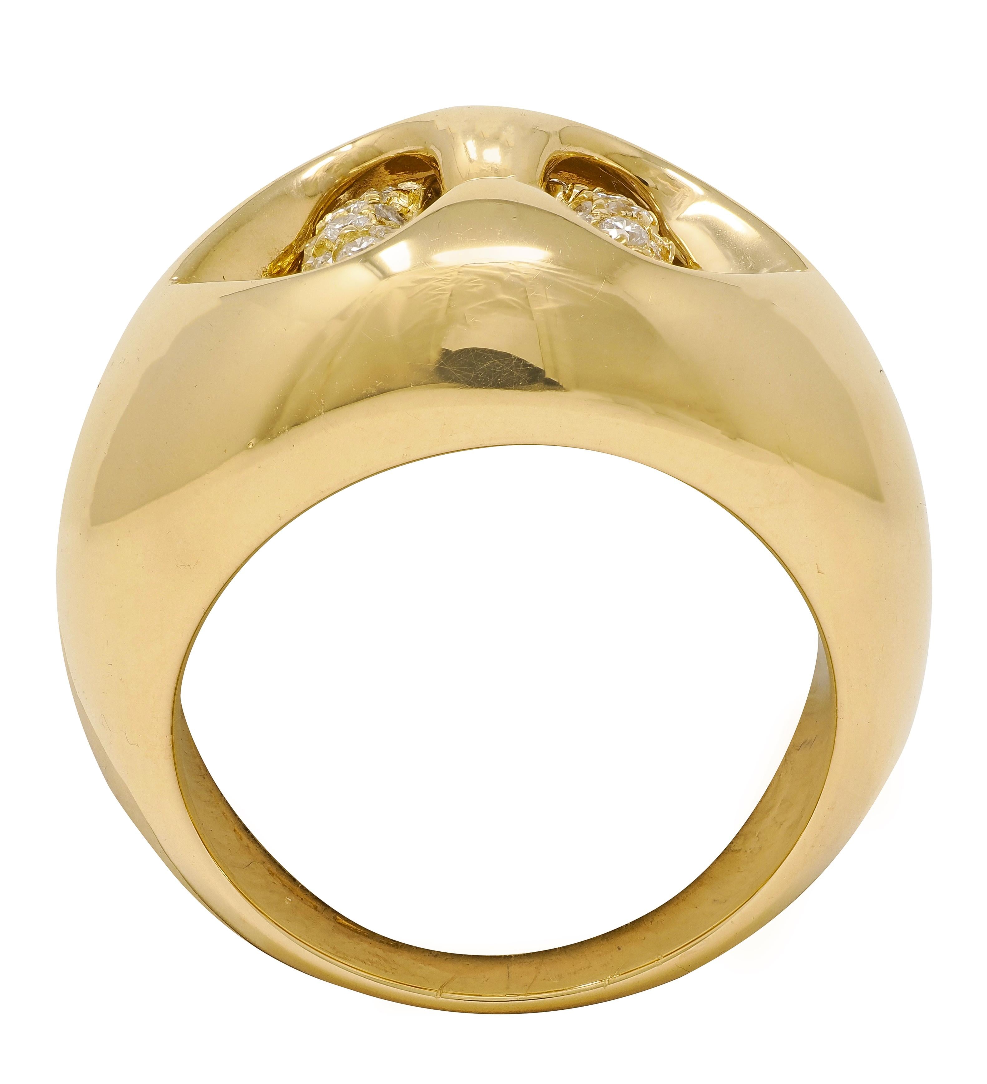 Bulgari Contemporary Diamond 18 Karat Yellow Gold Domed Abbraccio Ring