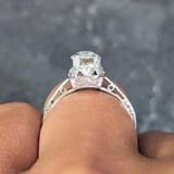Art Deco 0.91 CTW Old European Cut Diamond Platinum Heart Vintage Engagement Ring Wilson's Estate Jewelry