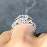 Contemporary 2.21 CTW Diamond Emerald 18 Karat White Gold Engagement Ring GIA Wilson's Estate Jewelry