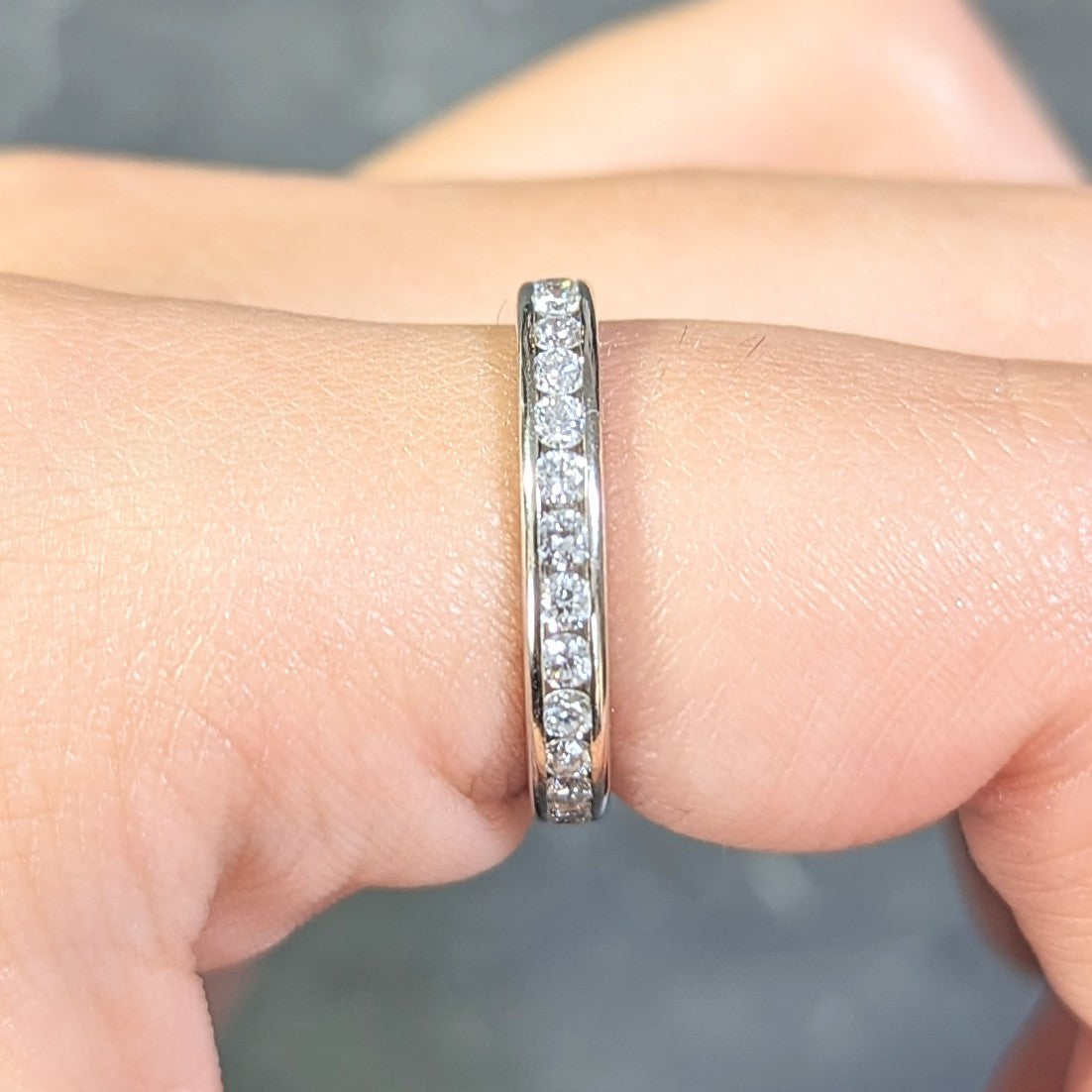 Tessler & Weiss Mid-Century 1.45 CTW Diamond 14 Karat White Gold Vintage Eternity Band Ring Wilson's Estate Jewelry